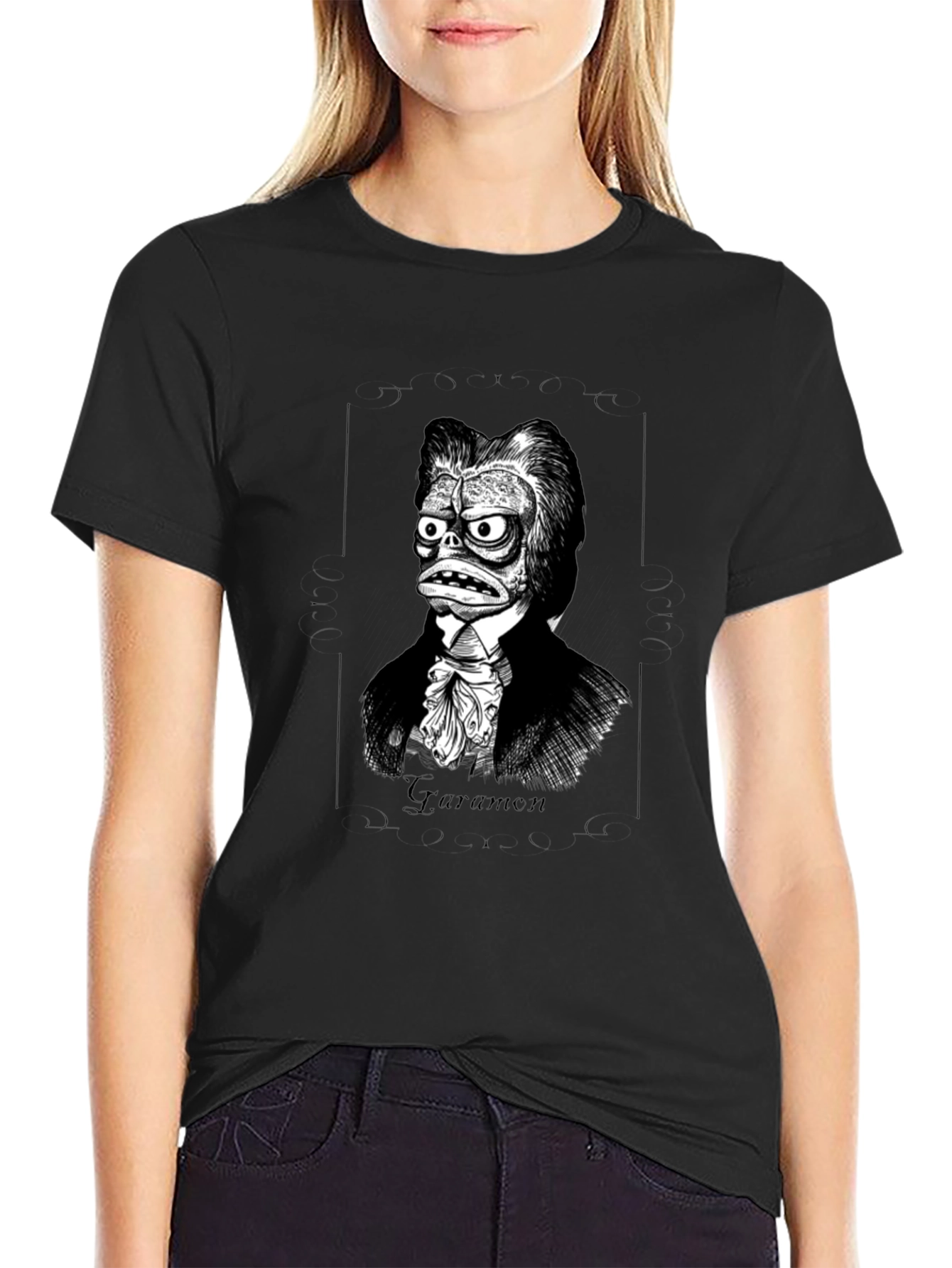 Black Guramon Character Graphic Tee - Classic Horror Style view 2