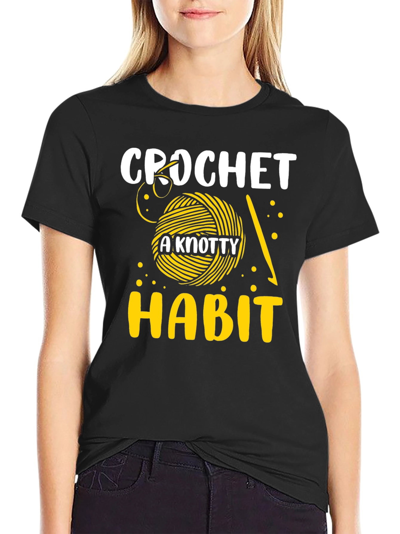 Black Crochet A Knotty Habit Graphic Tee view 2
