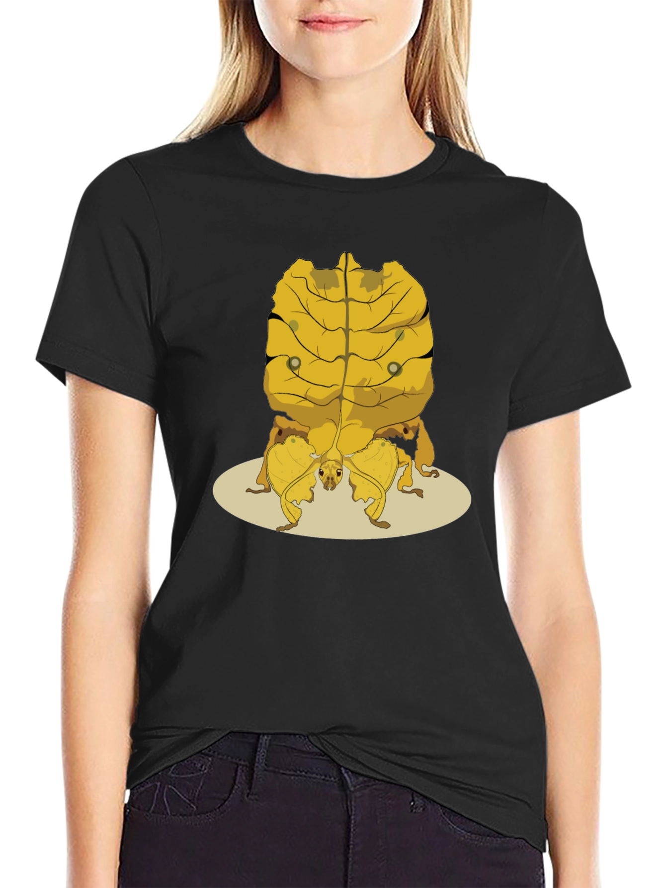 Black Leaf Insect Graphic Tee - Novelty Nature Shirt view 2