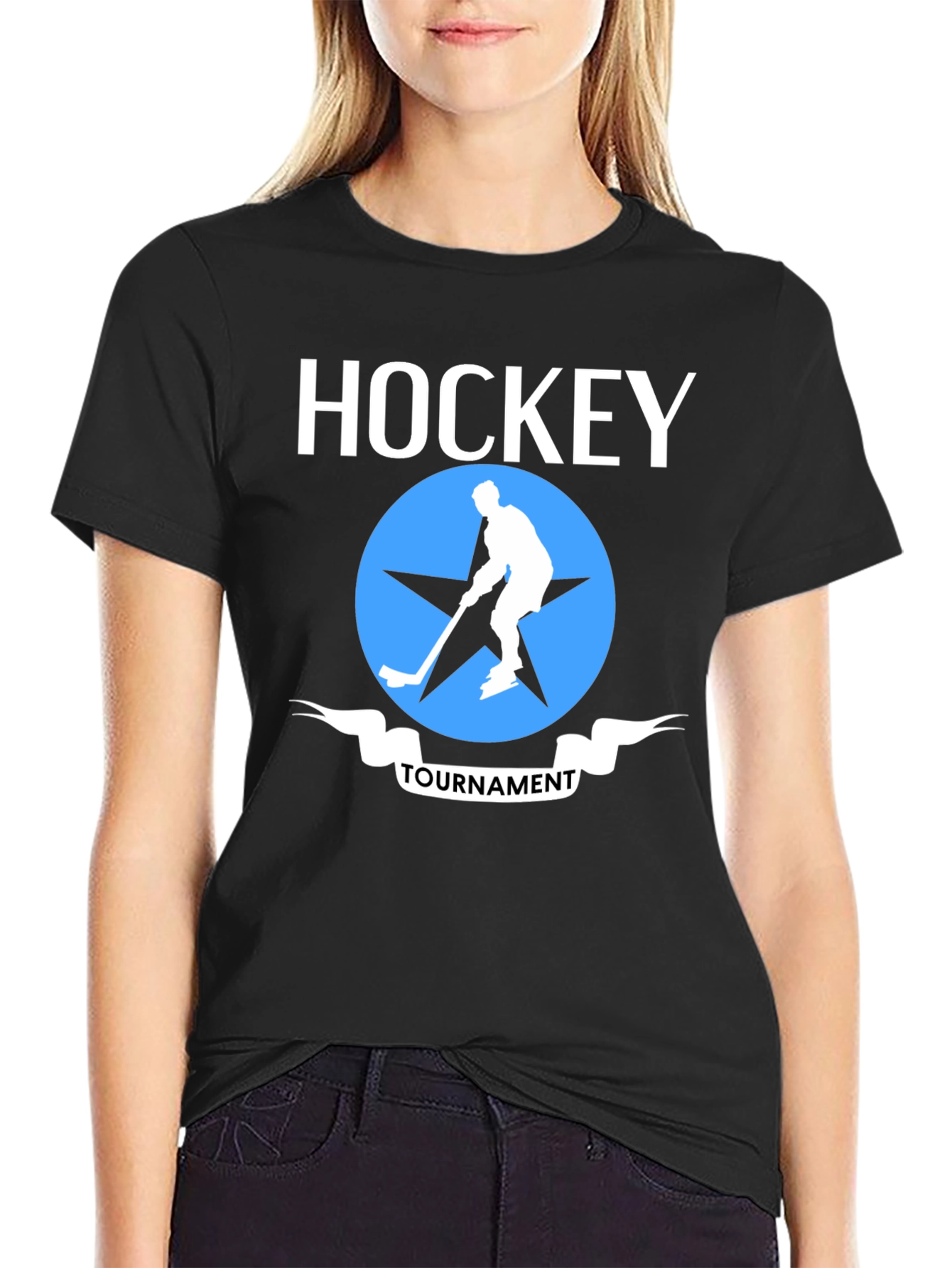 Black Hockey Tournament Graphic T-Shirt view 2