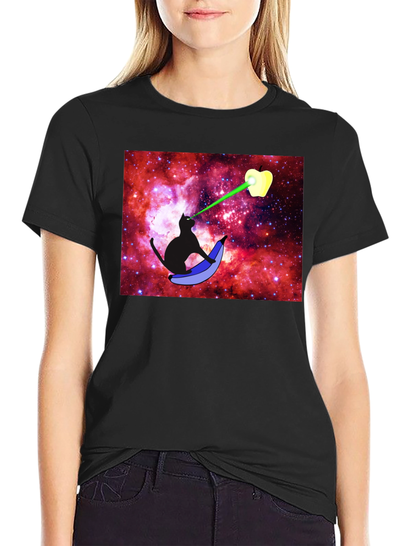Cosmic Cat Laser Apple T-Shirt - 2