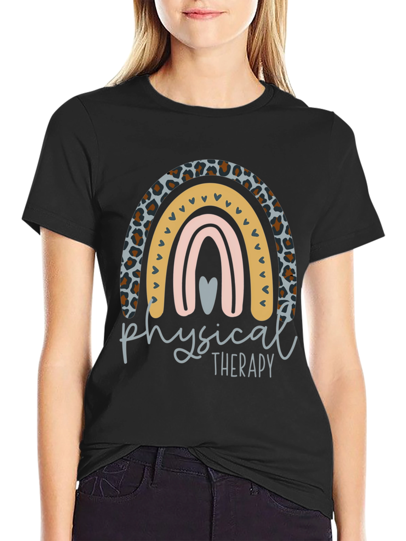 Black Physical Therapy Rainbow Graphic Tee view 2