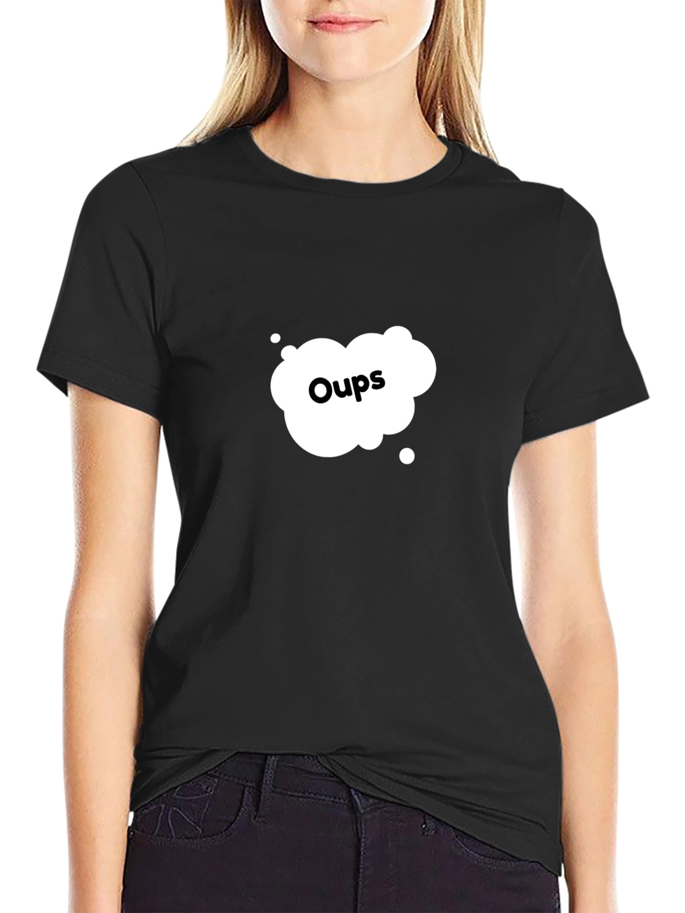 Black Oops! Graphic T-Shirt - Stylish, Casual, and Comfy view 2