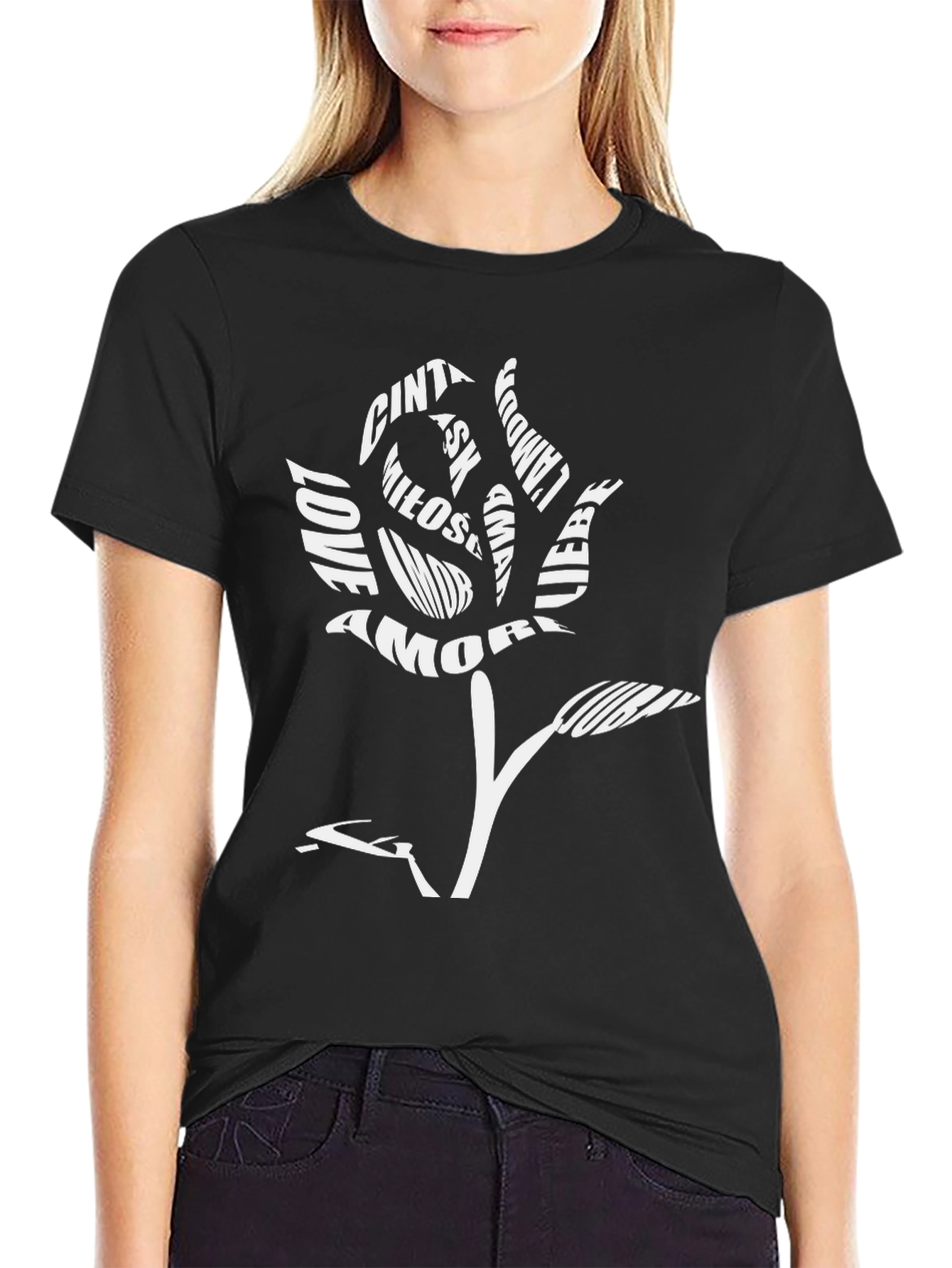 Black Rose Love T-Shirt - Stylish Graphic Tee view 2