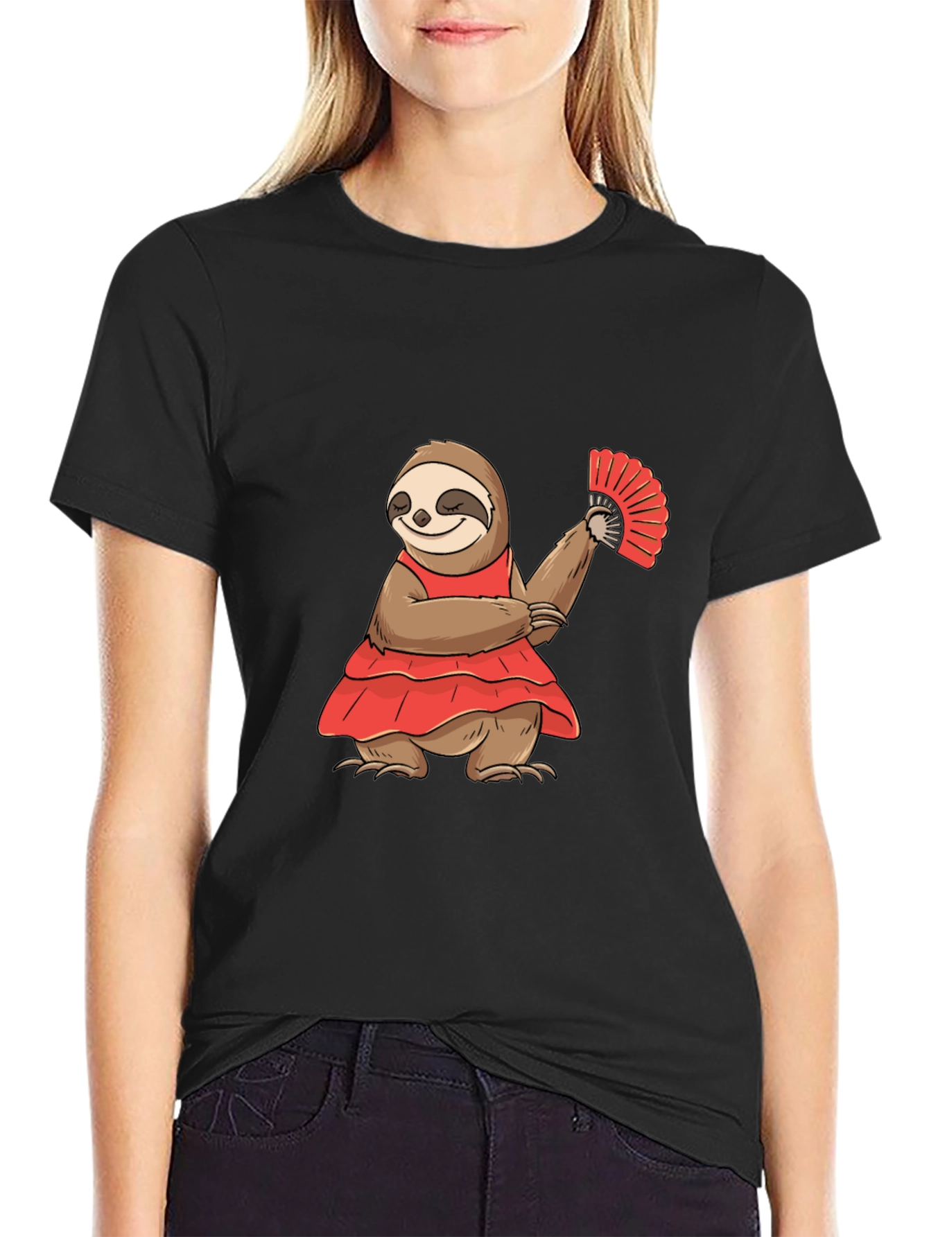Black Sloth Flamenco Dancer Graphic T-Shirt view 2