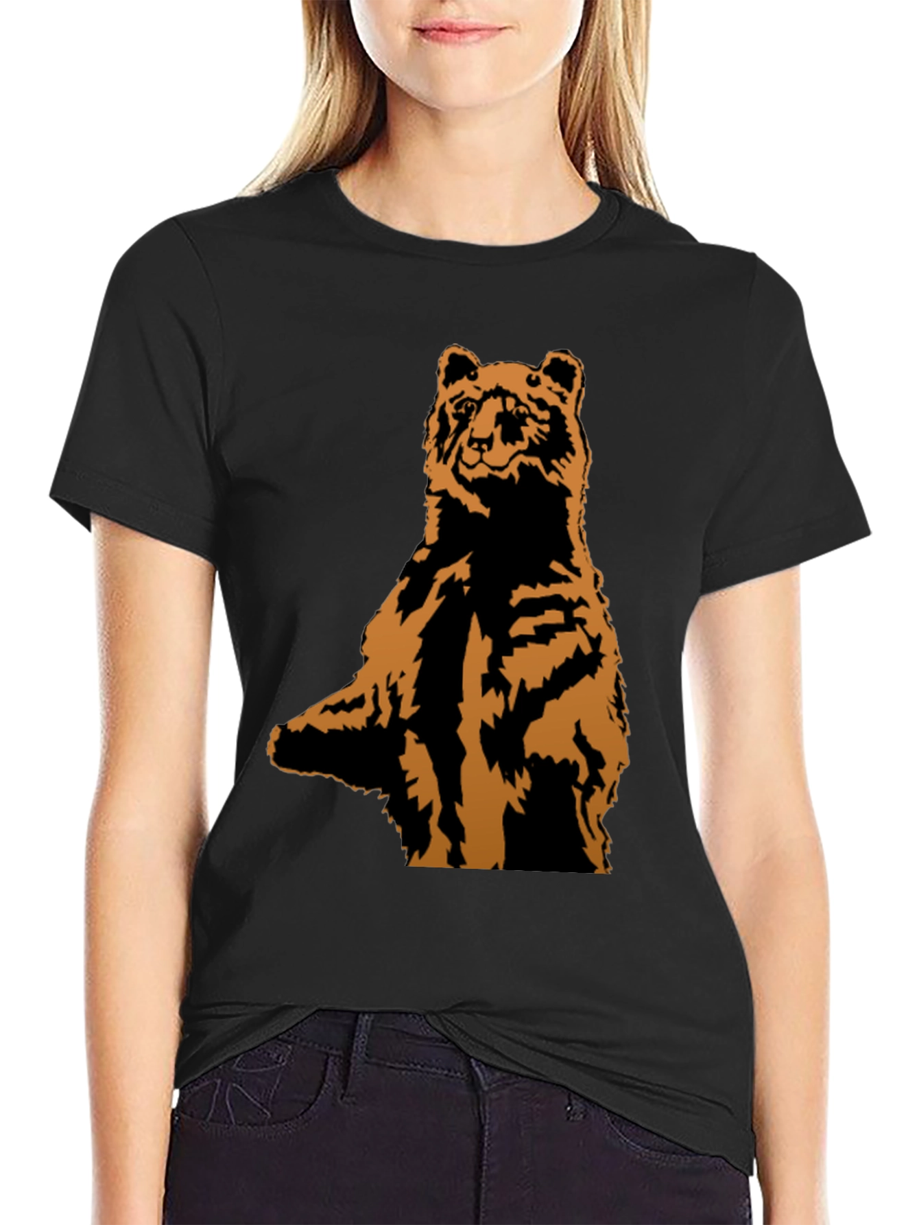 Black Cool Bear Graphic Tee - Black Short Sleeve T-Shirt view 2
