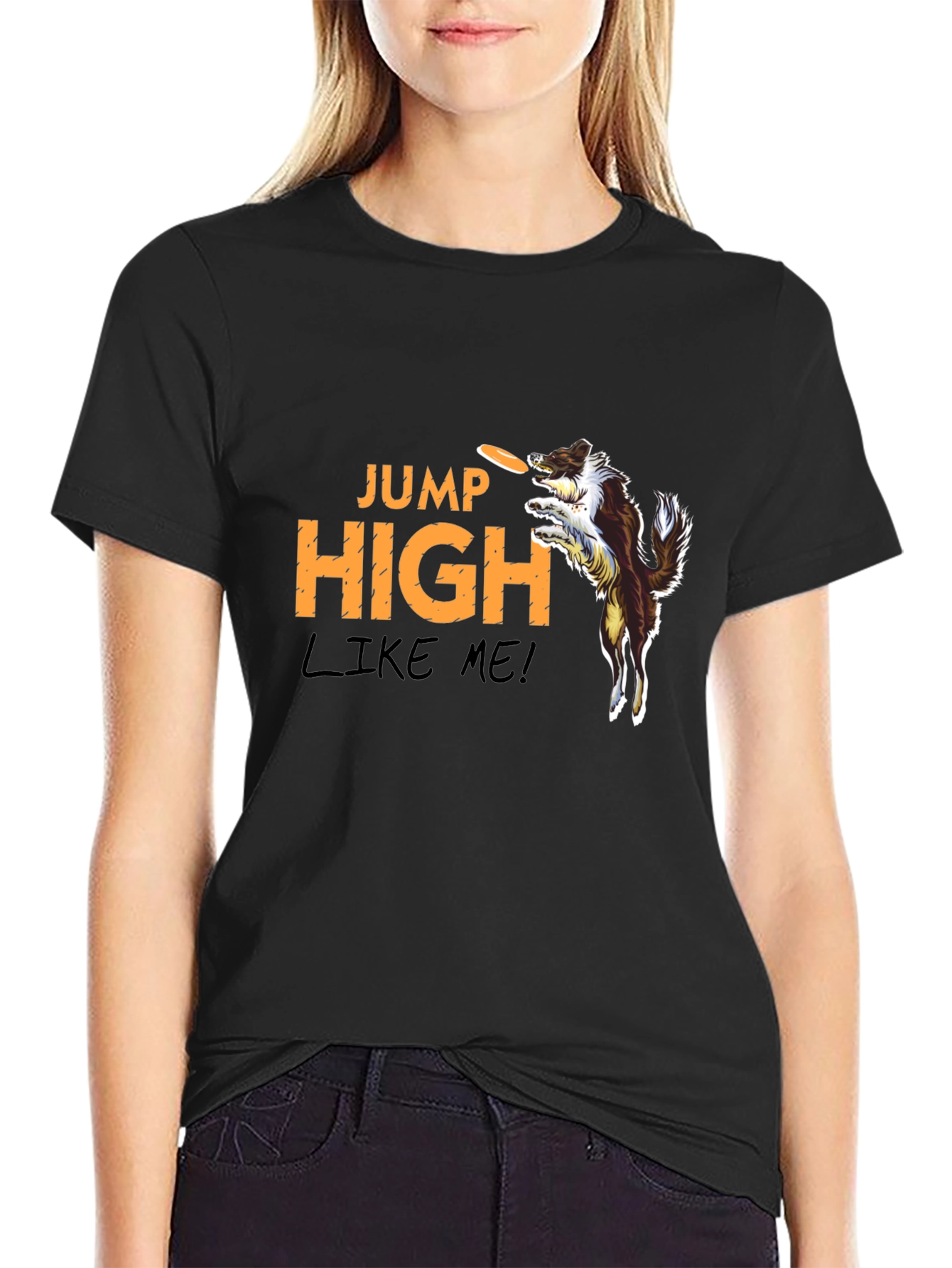 Black Jump High Dog Graphic T-Shirt view 2