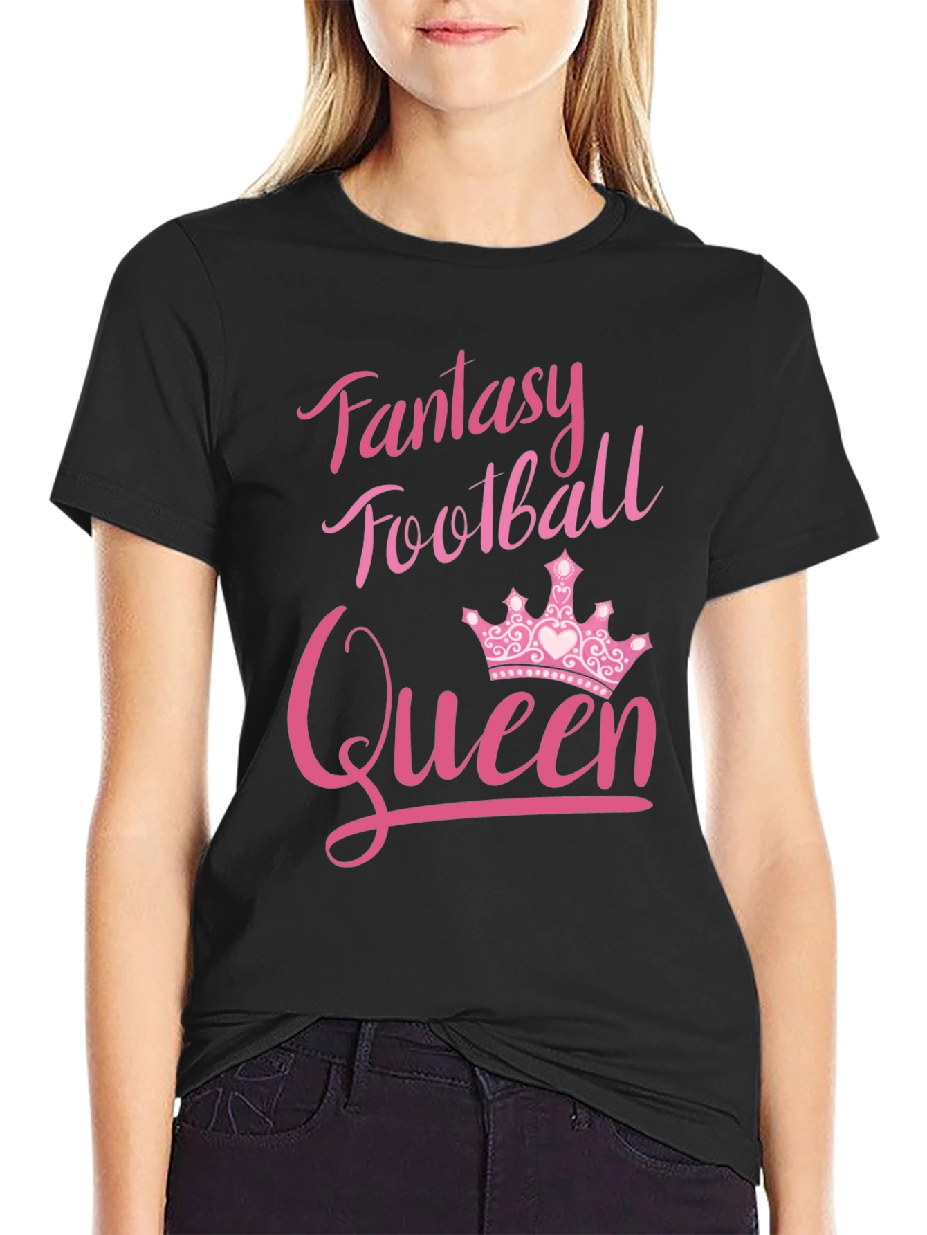 Black Fantasy Football Queen T-Shirt view 2