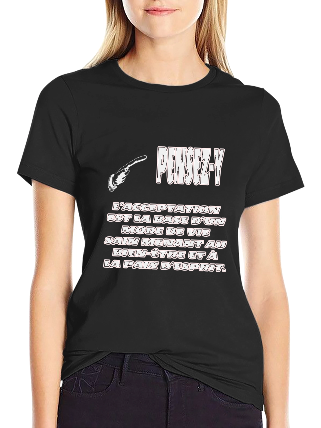 Black Pensez-Y Graphic Tee - Acceptance & Peace of Mind view 2