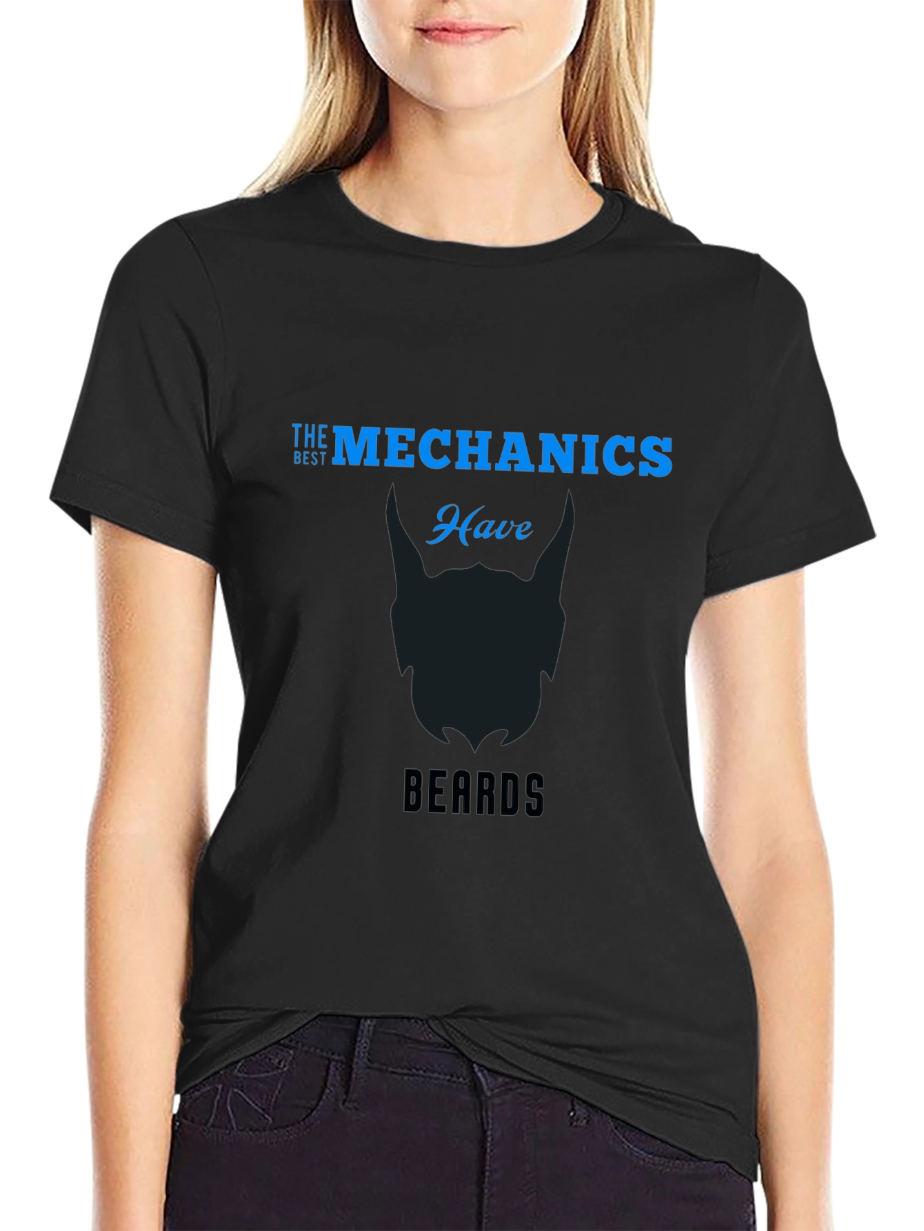 Black Mechanics with Beards Black T-Shirt view 2