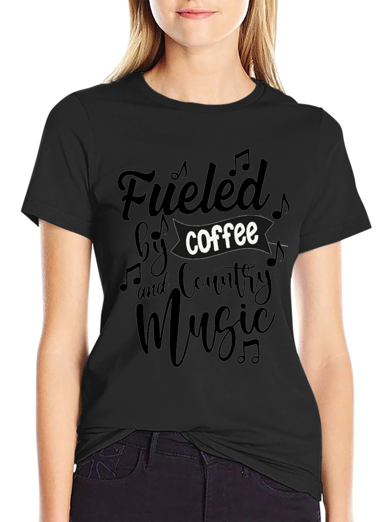 Black Fueled by Coffee & Country Music Graphic Tee view 2