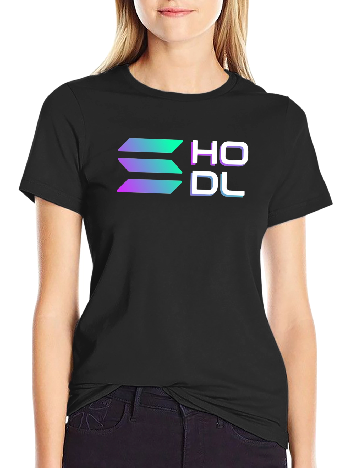 Black HODL Solana Crypto Black T-Shirt view 2