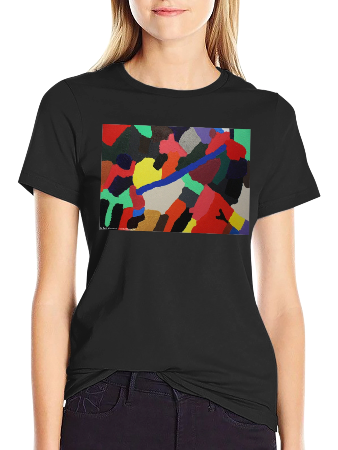 Black Abstract Art Print Black T-Shirt view 2
