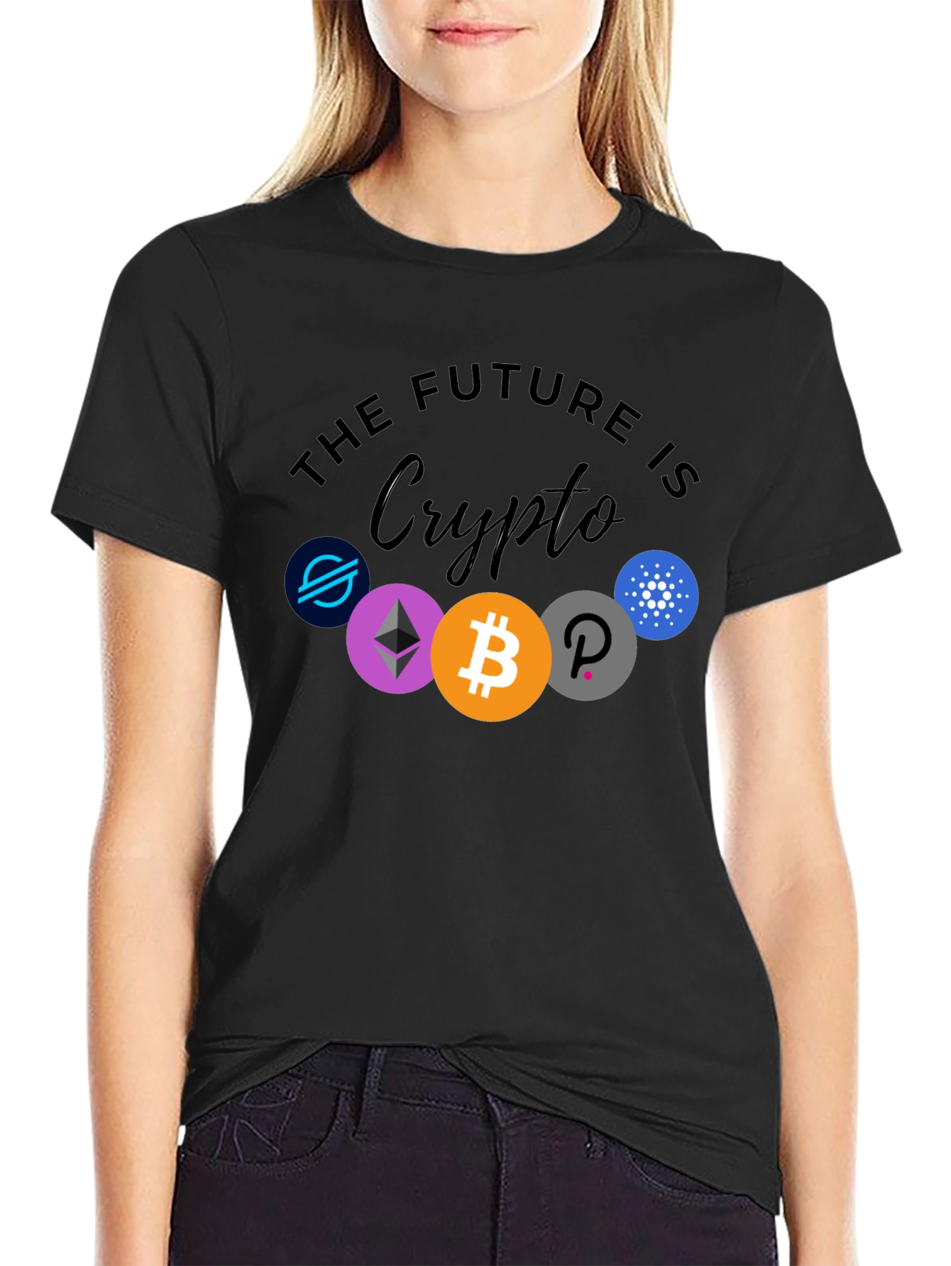 Black The Future is Crypto Black Graphic Tee view 2