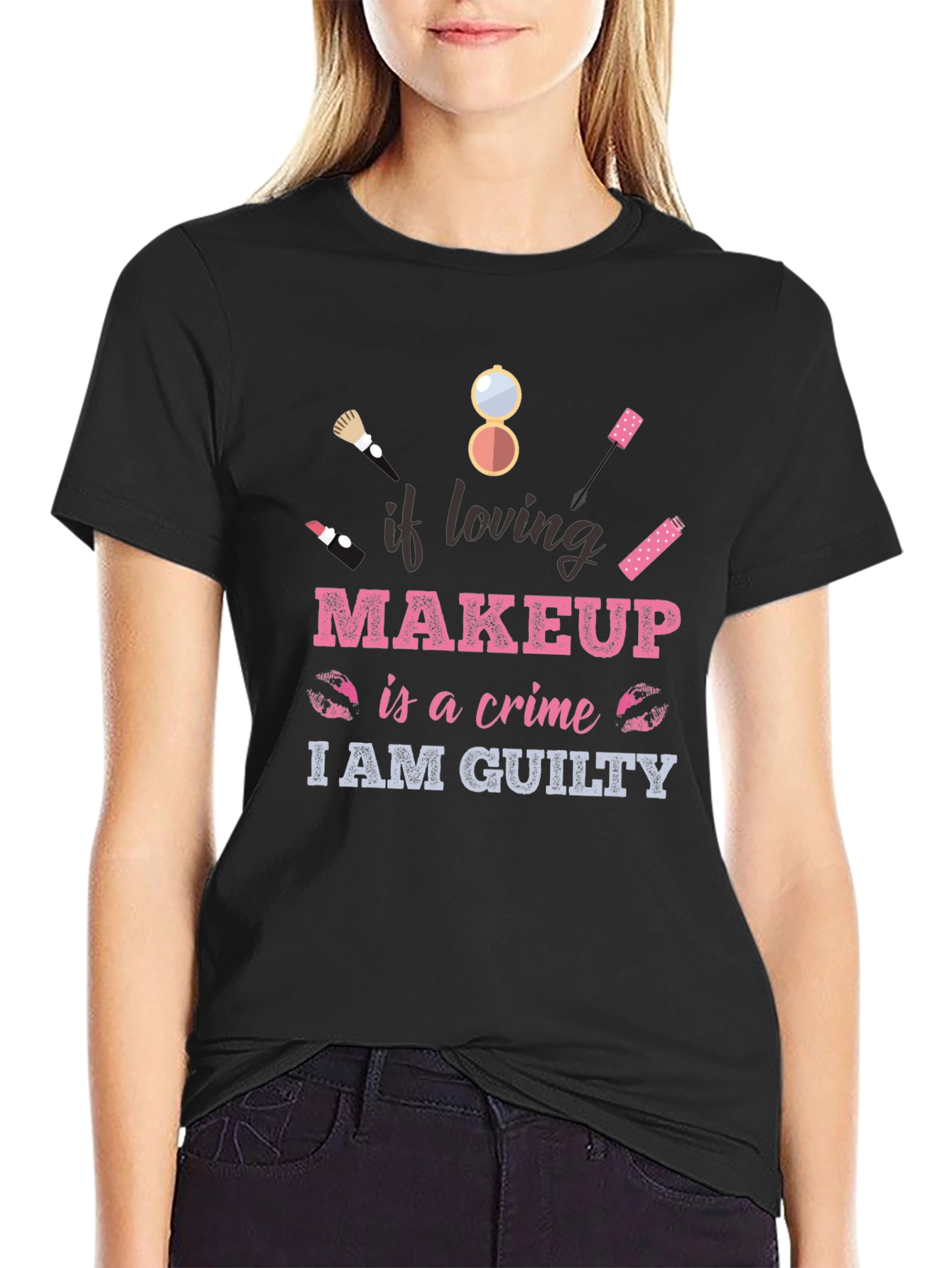 Black Makeup Lover Guilty T-Shirt - Cotton Blend Tee view 2