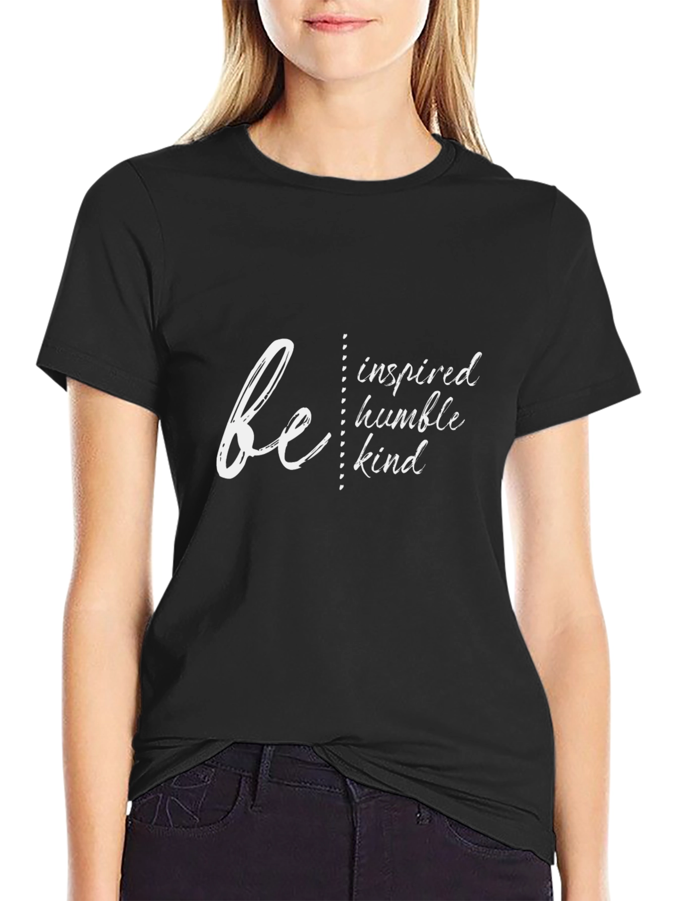 Black Be Inspired T-Shirt: Humble Kind Black Tee view 2