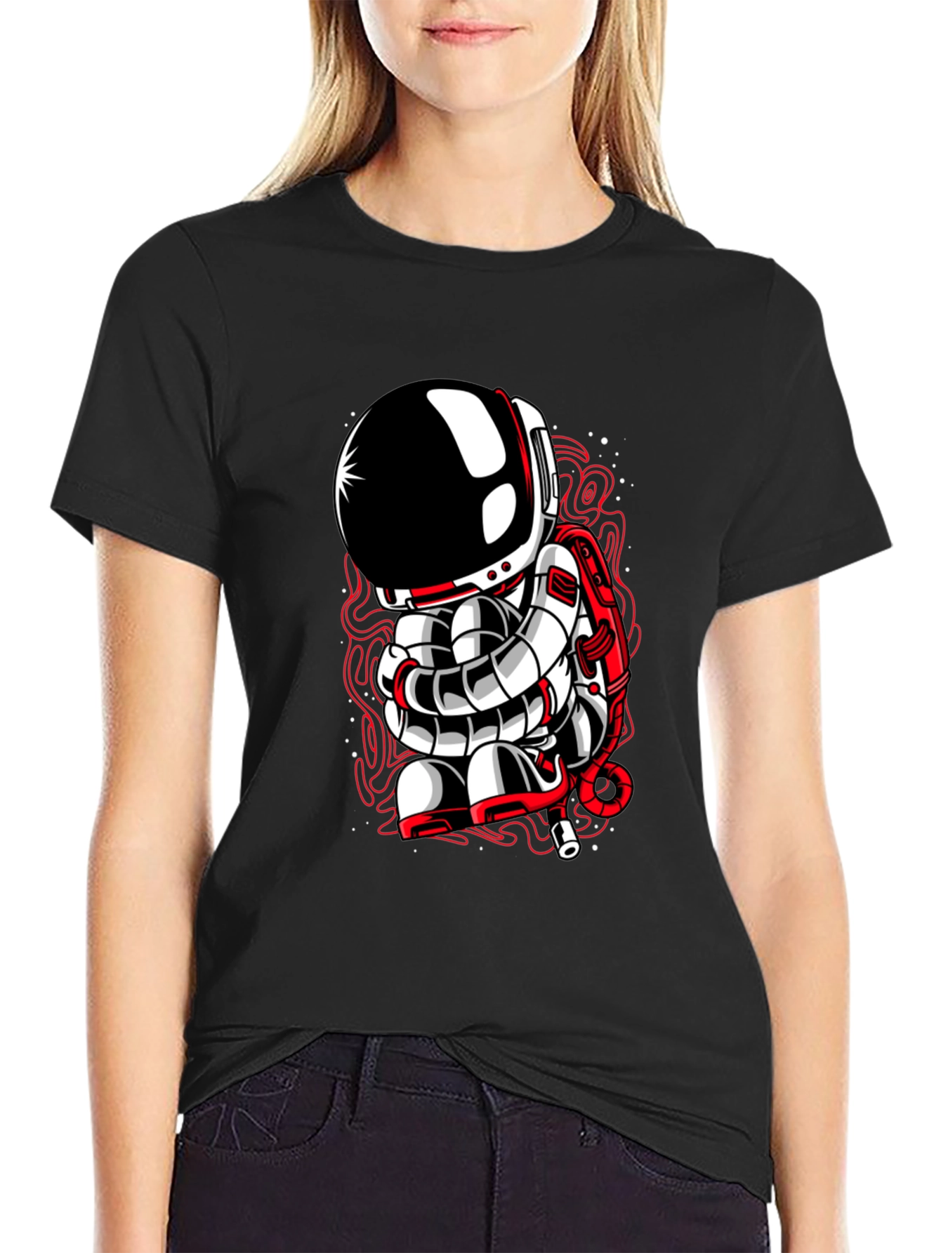 Black Astronaut Graphic Tee - Unique Spaceman Design view 2