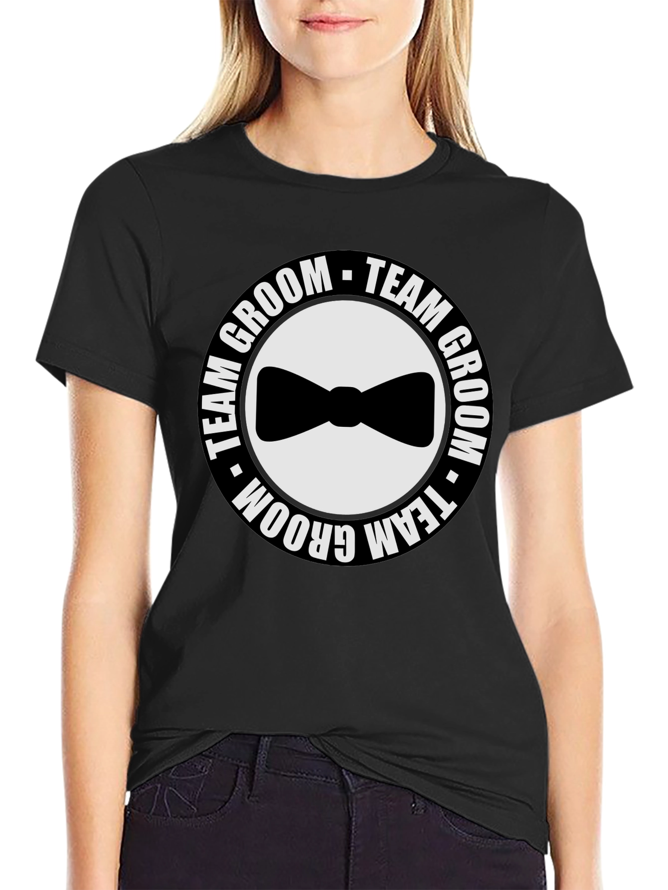 Black Team Groom Black T-Shirt - Wedding Party Apparel view 2