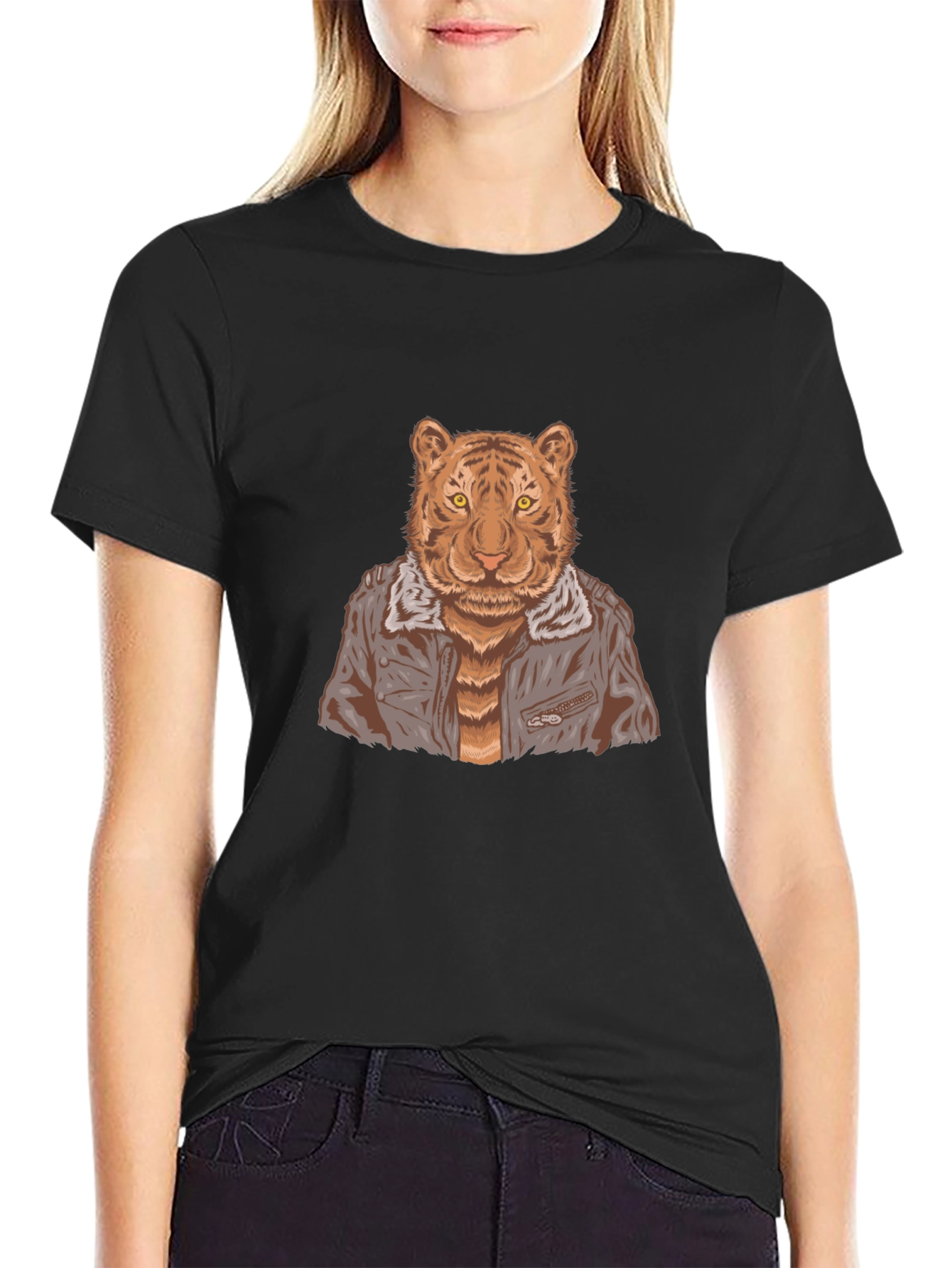 Black Tiger in Jacket Graphic Tee view 2