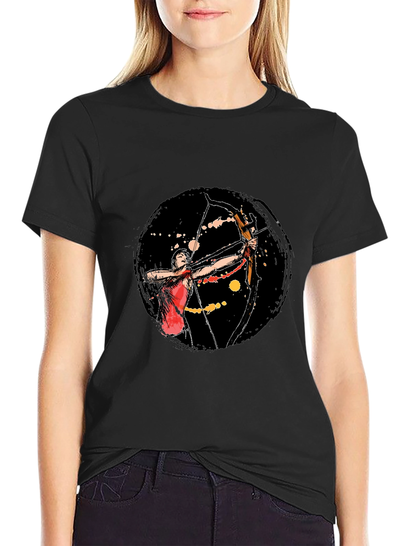 Black Archery T-Shirt: Black Cotton Archer Tee view 2
