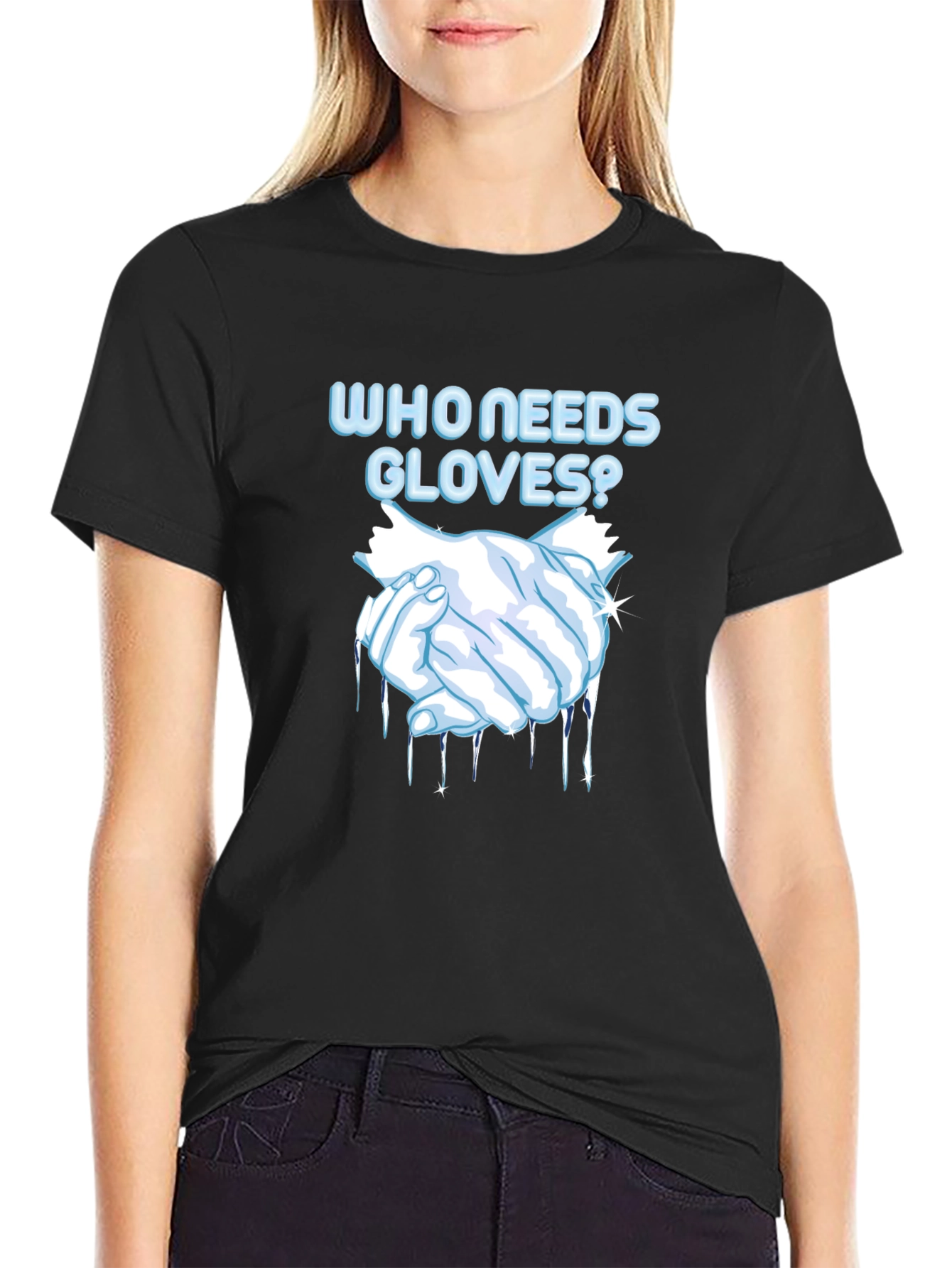 Black Who Needs Gloves? Graphic Tee view 2