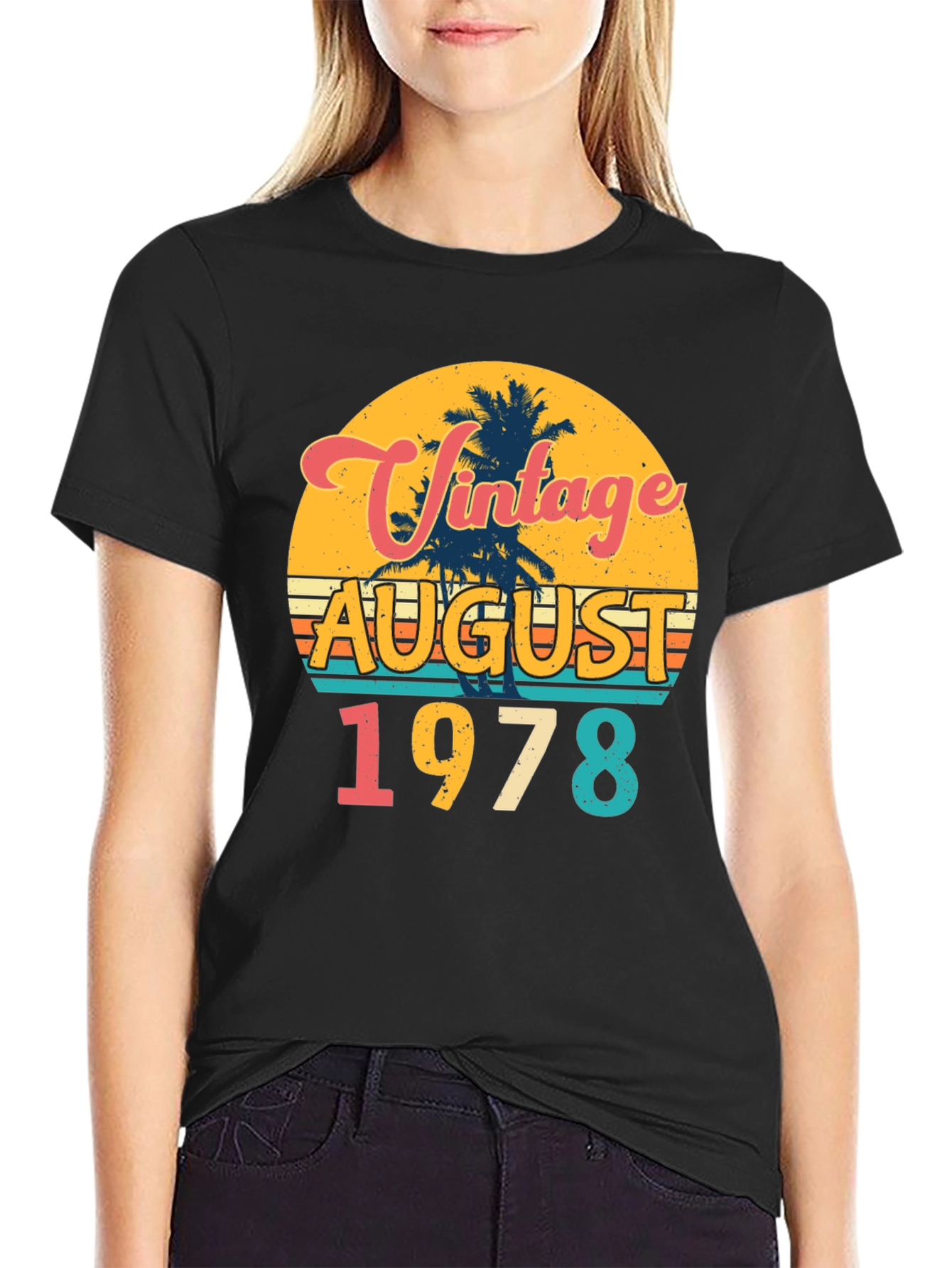 Black Vintage August 1978 Graphic T-Shirt view 2