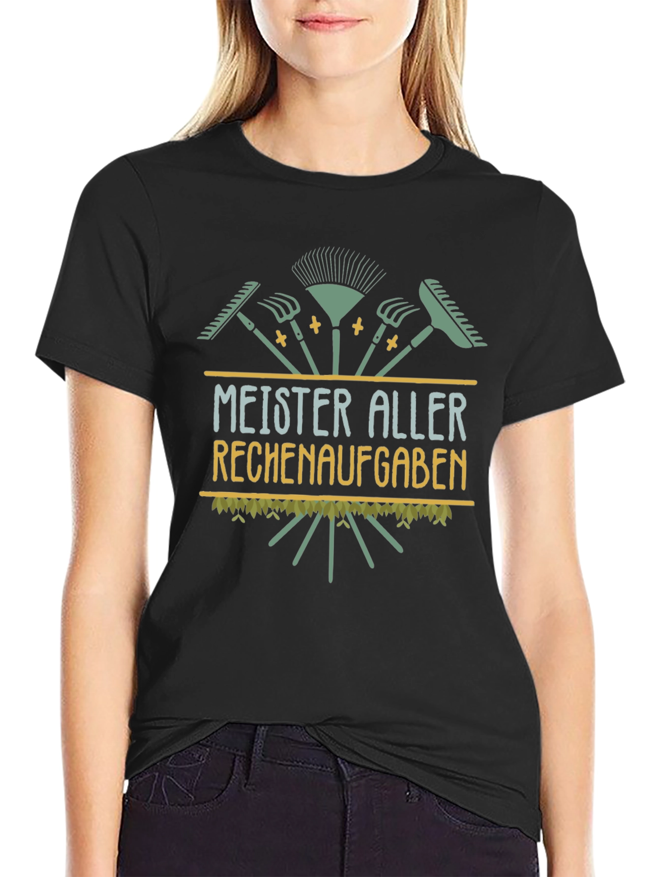 Black Meister Aller Rechenaufgaben Funny Gardening T-Shirt view 2