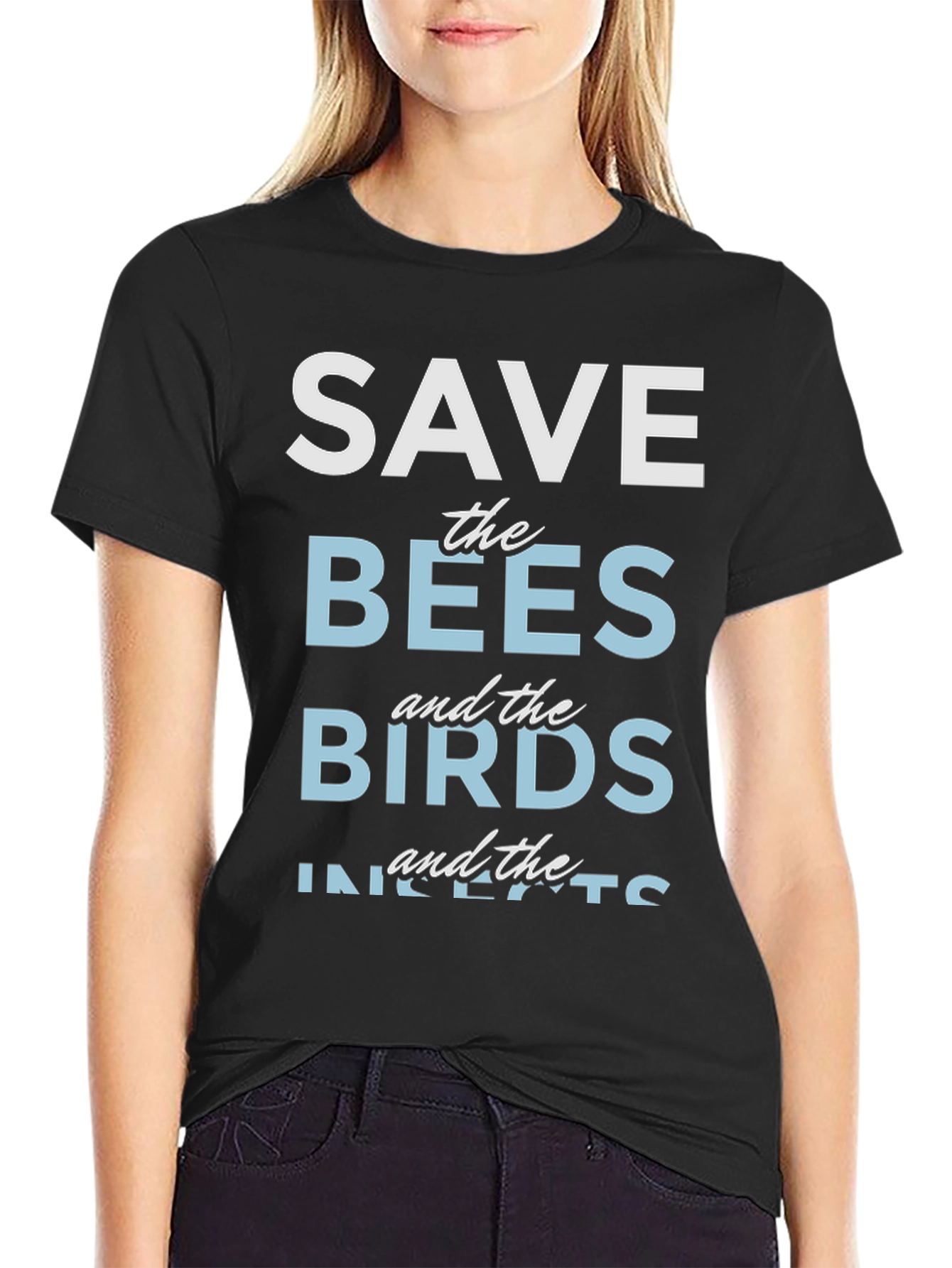 Black Save the Bees, Birds, and Insects T-Shirt view 2