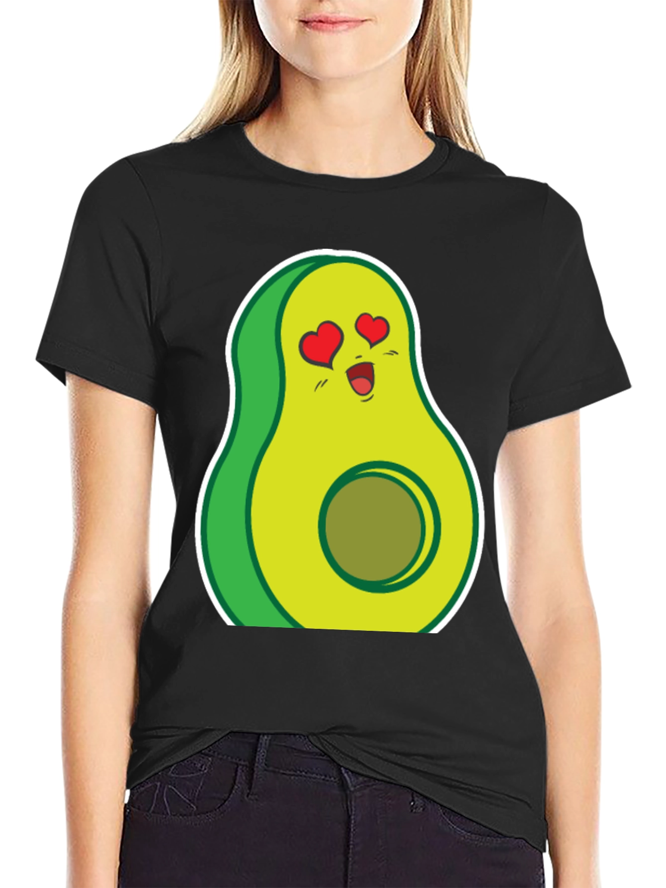 Black Avocado Love T-Shirt - Funny Food Tee view 2