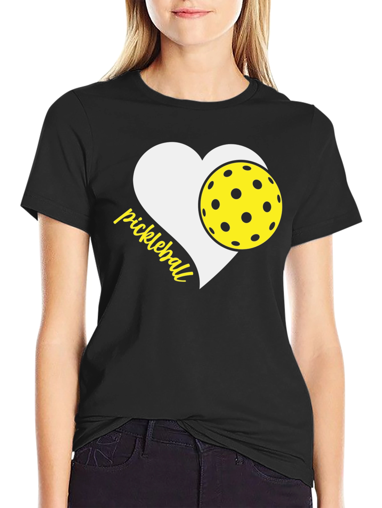Black Pickleball Heart T-Shirt - Love the Game! view 2