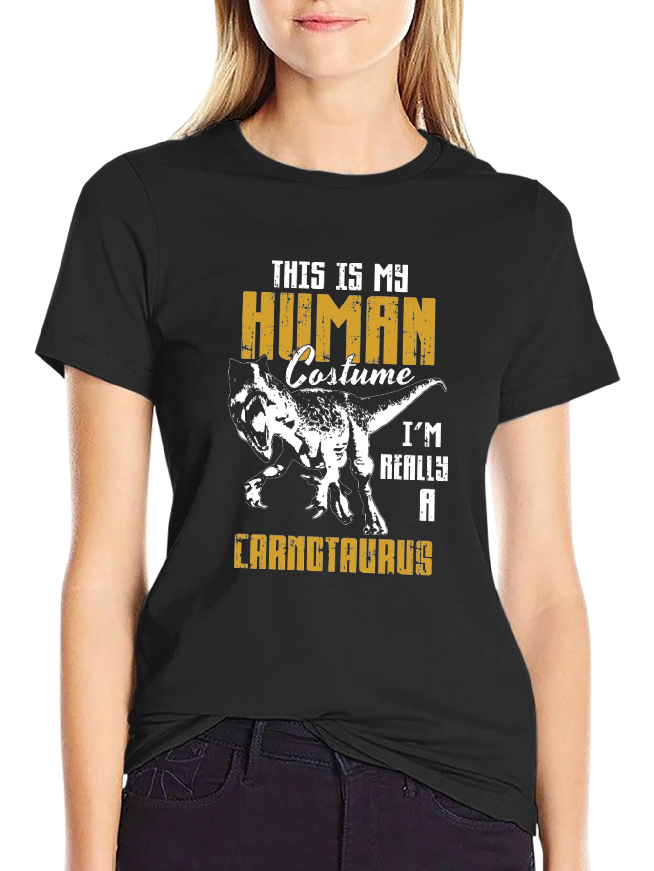 Black Human Costume Carnataurus Graphic Tee view 2