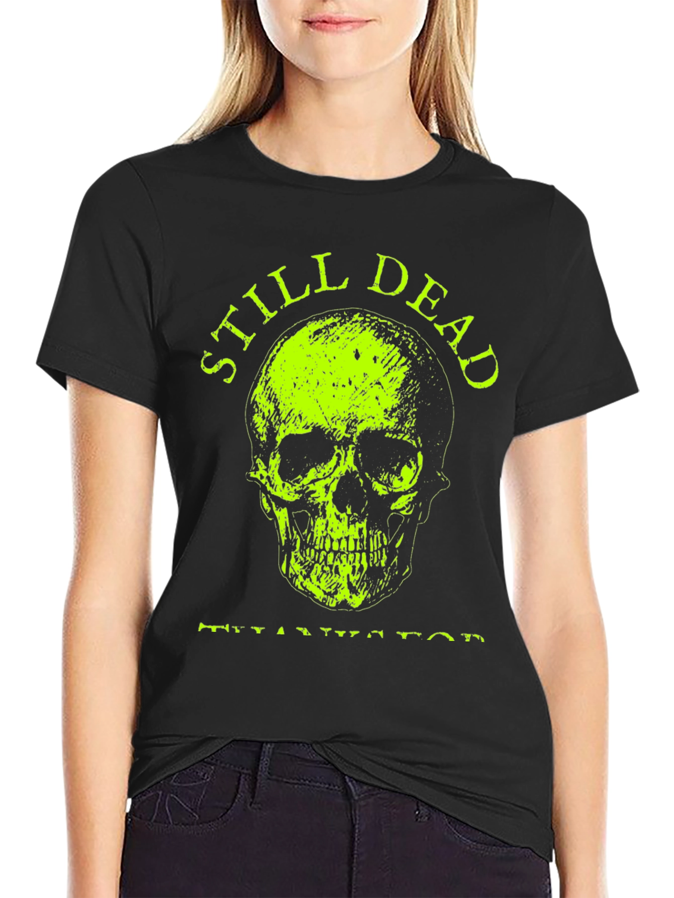 Black Still Dead Skull Graphic T-Shirt - Black view 2