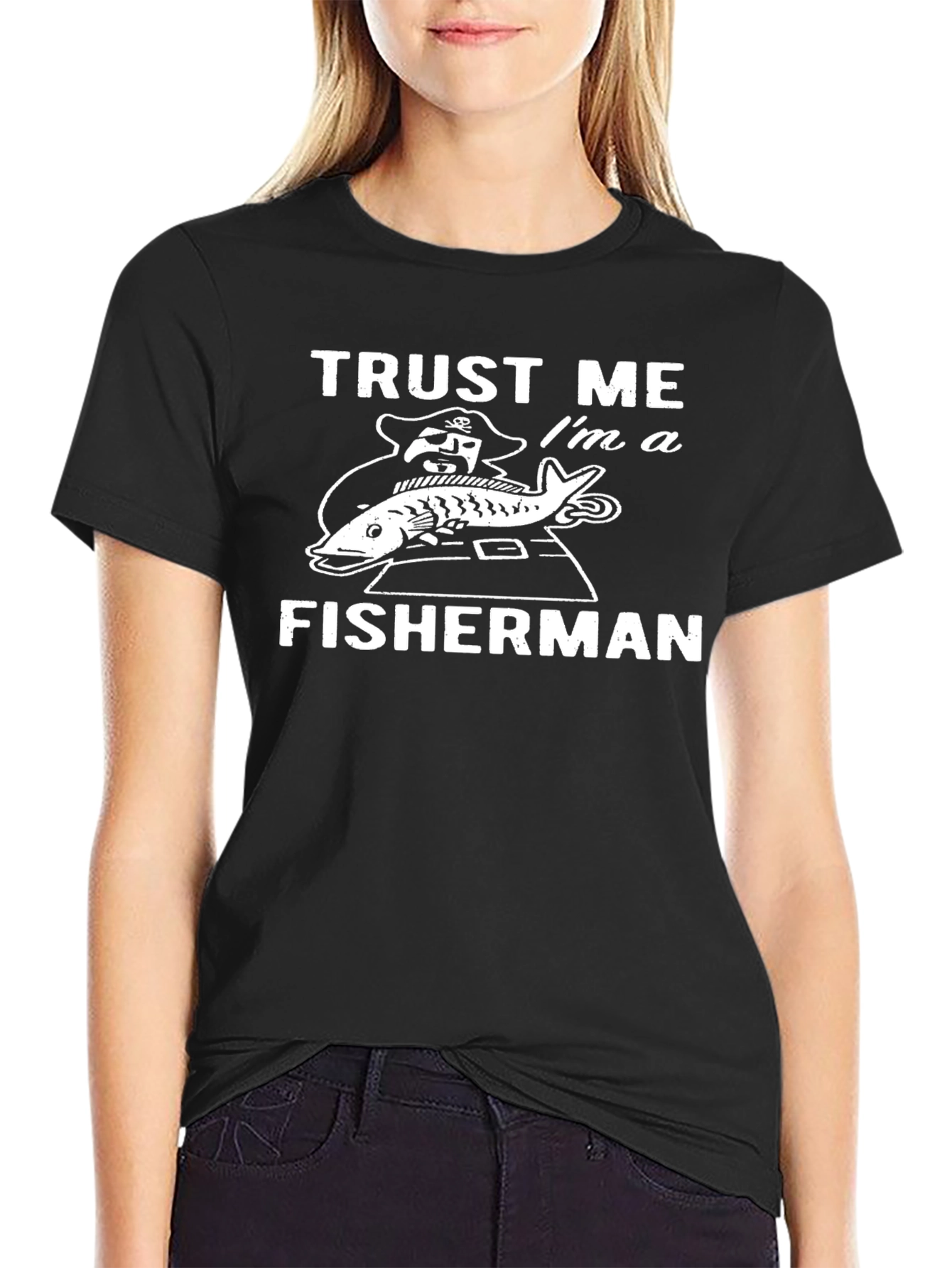 Black Trust Me I'm a Fisherman Graphic T-Shirt view 2