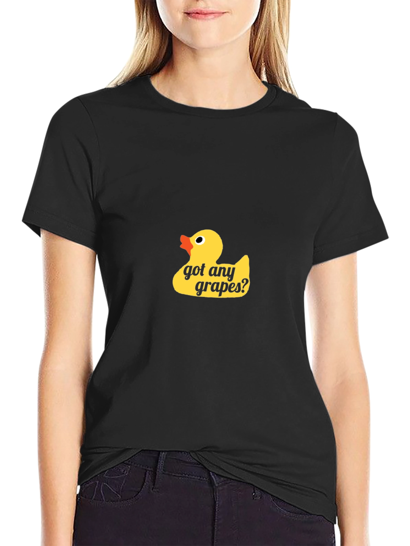 Black Got Any Grapes T-Shirt - Novelty Duck Tee view 2