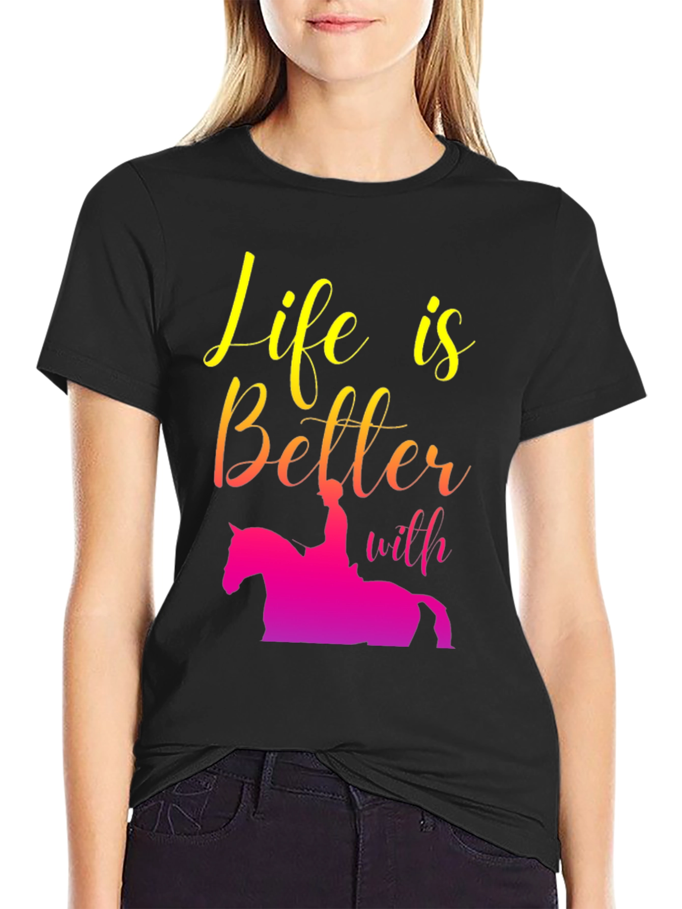 Black Life is Better with Horse Riding T-Shirt view 2