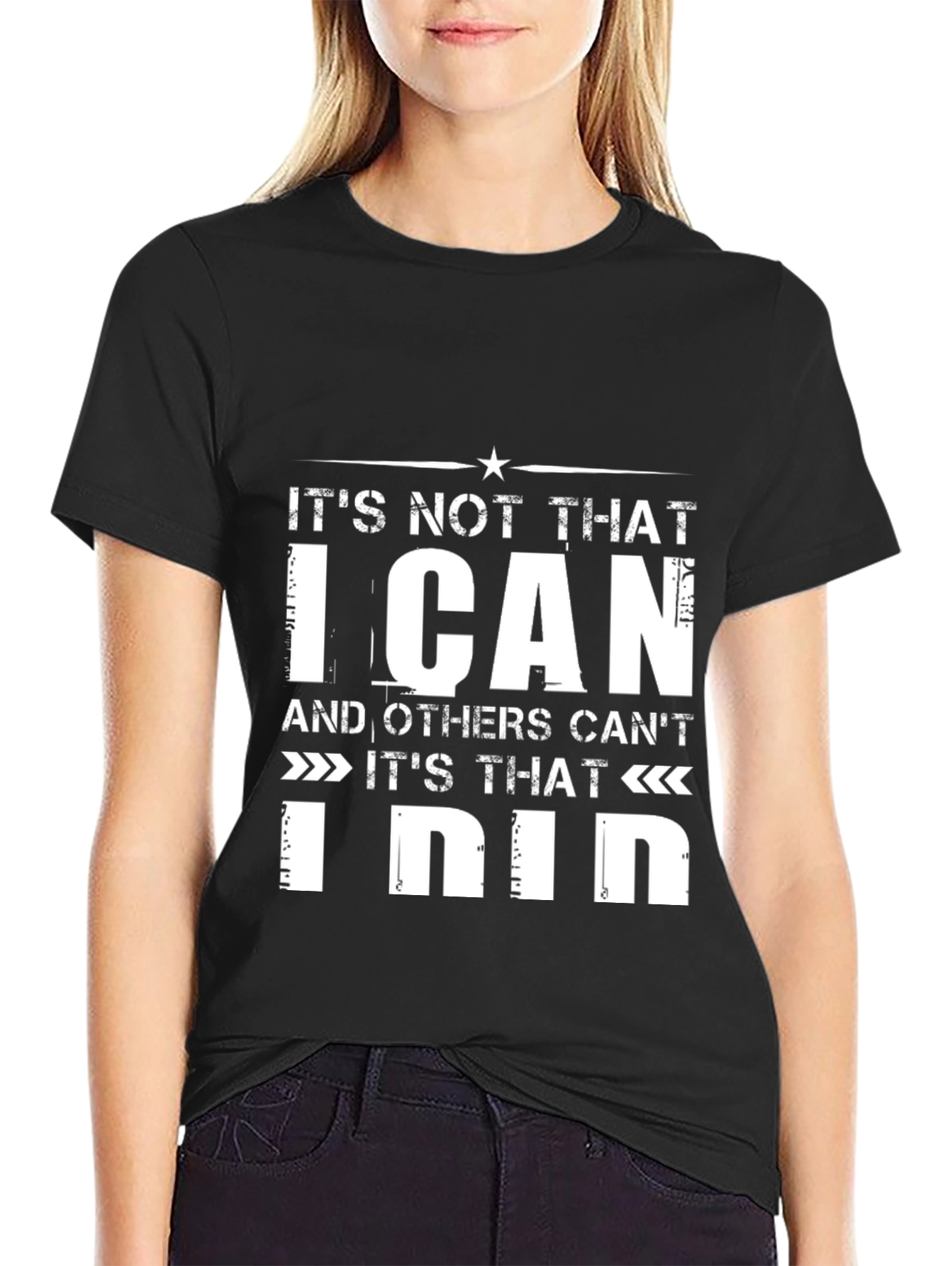 Black It's Not That I Can T-Shirt - Novelty Graphic Tee view 2