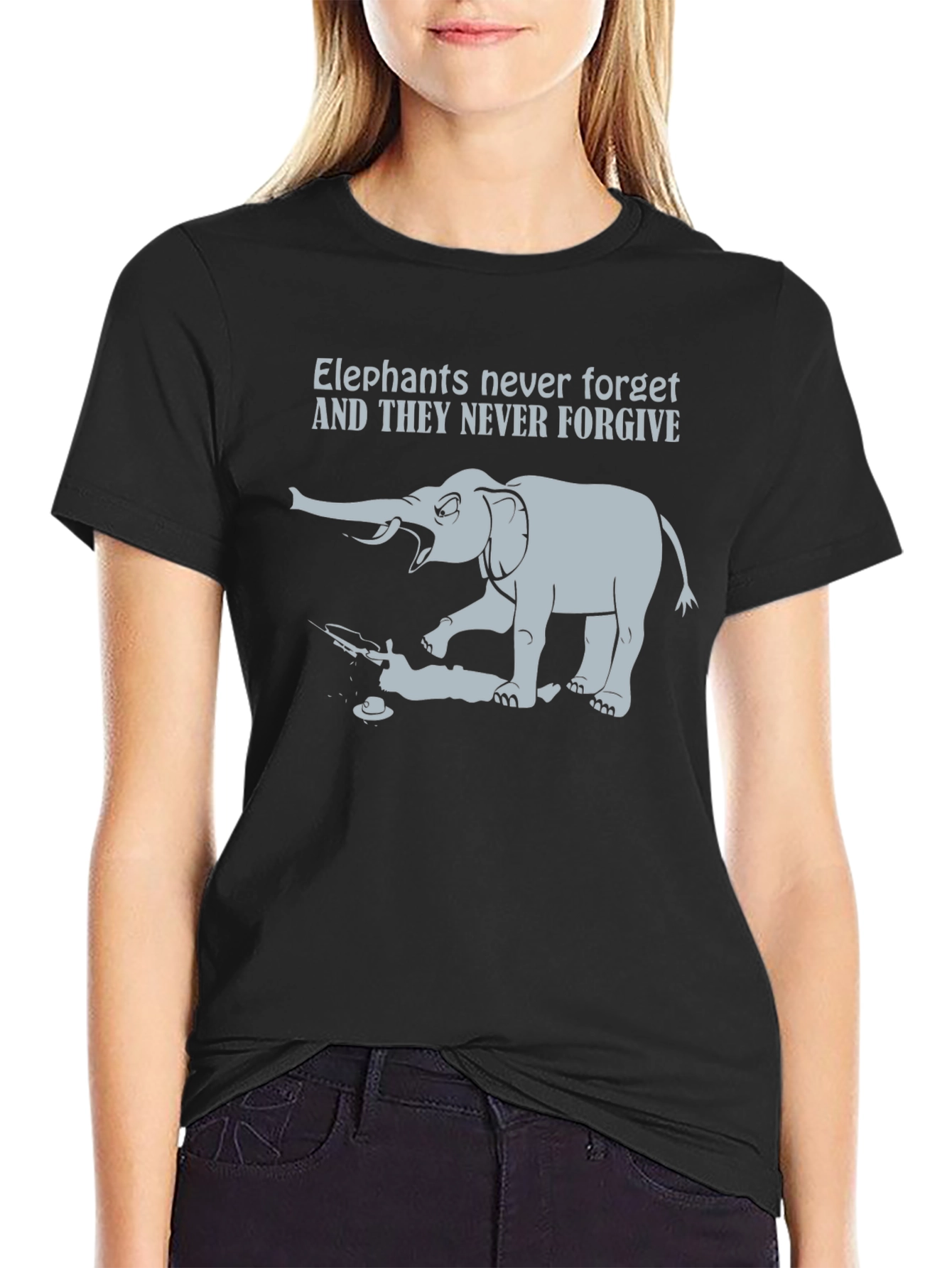 Black Elephant Never Forget Graphic T-Shirt view 2