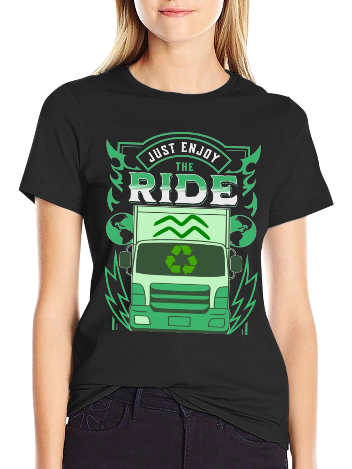 Black Eco Ride T-Shirt - Enjoy the Journey, Sustainable Style view 2