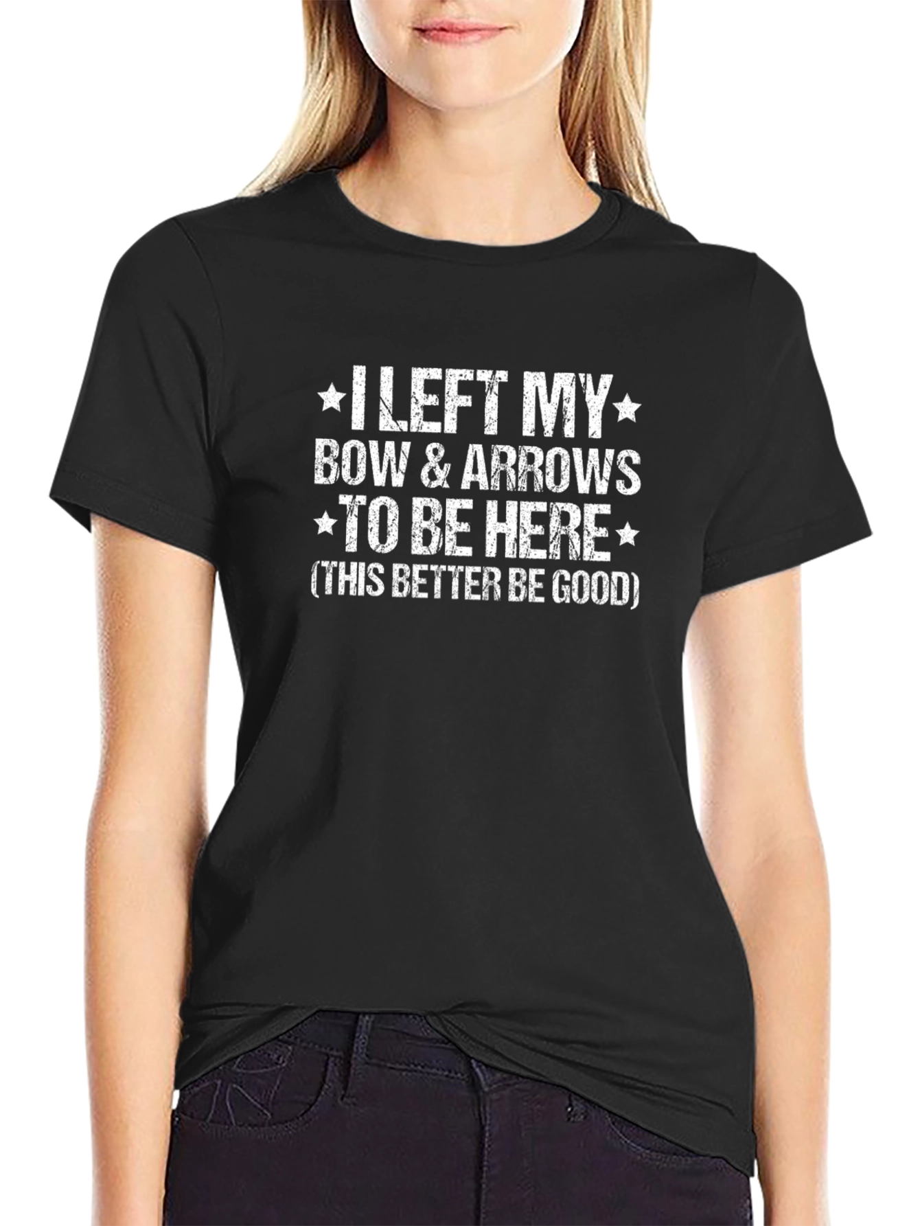 Black Funny Archer T-Shirt - I Left My Bow & Arrows view 2