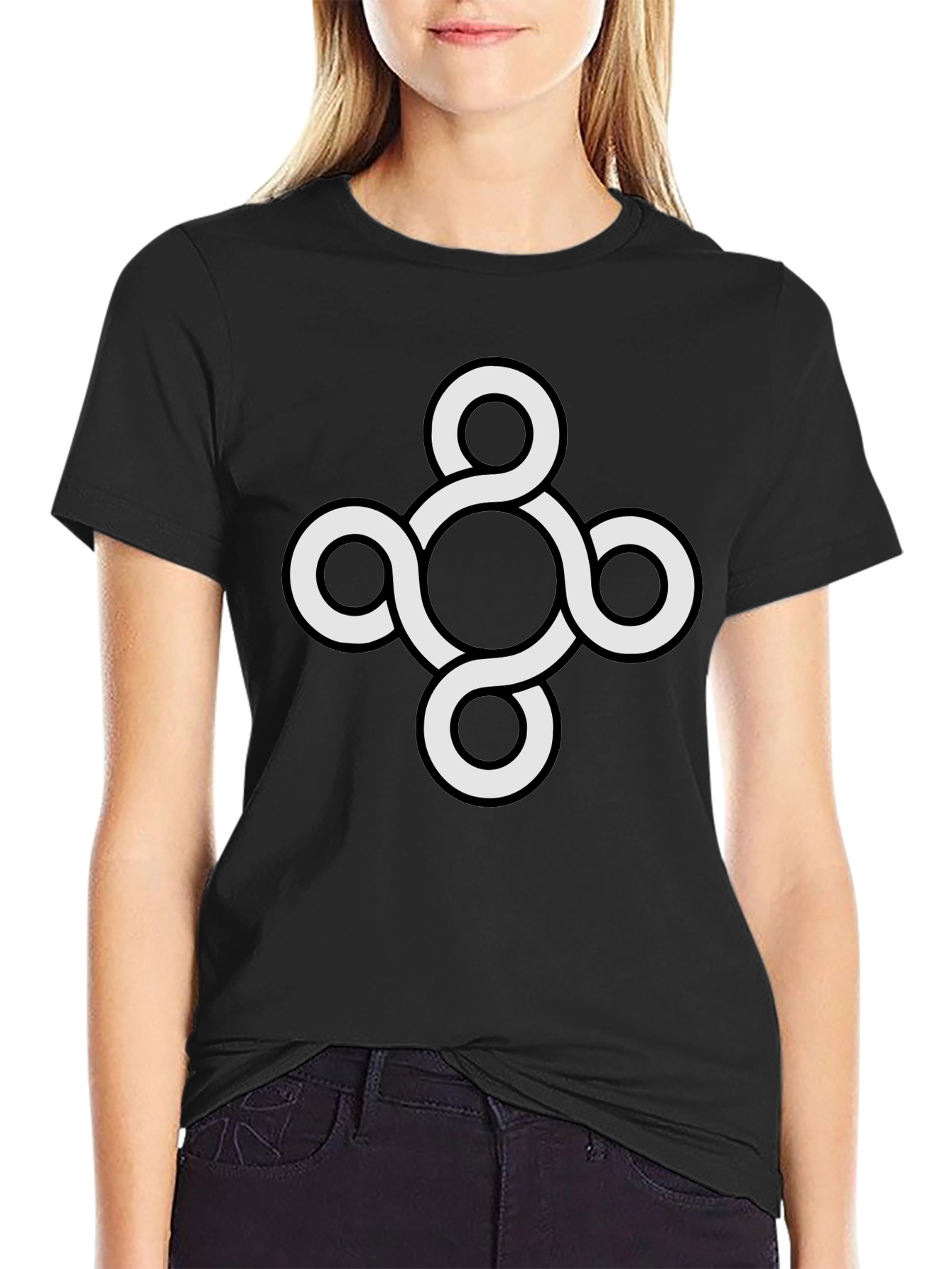 Black Abstract Knot T-Shirt - Stylish Graphic Tee view 2