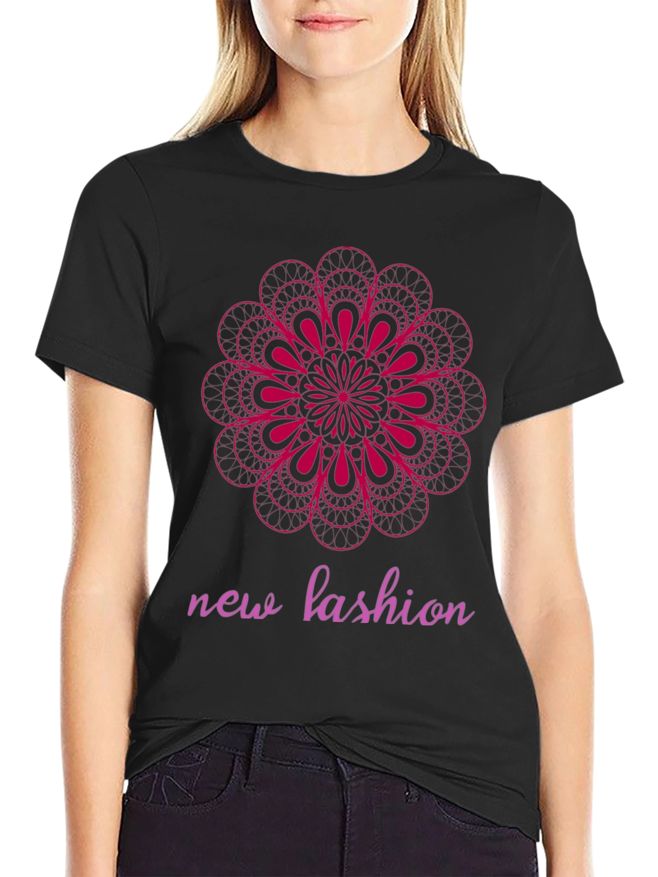 Black Geometric Mandala Graphic Tee - Modern Fashion Statement view 2