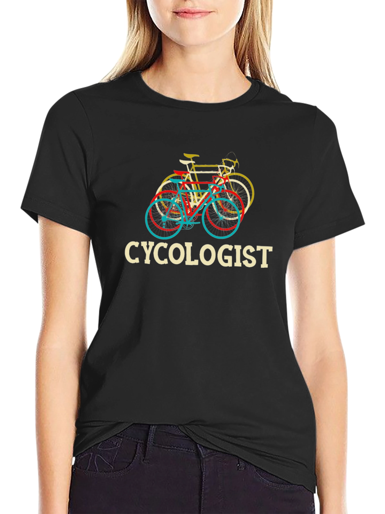 Black Cyclologist T-Shirt: Cycling Graphic Tee view 2