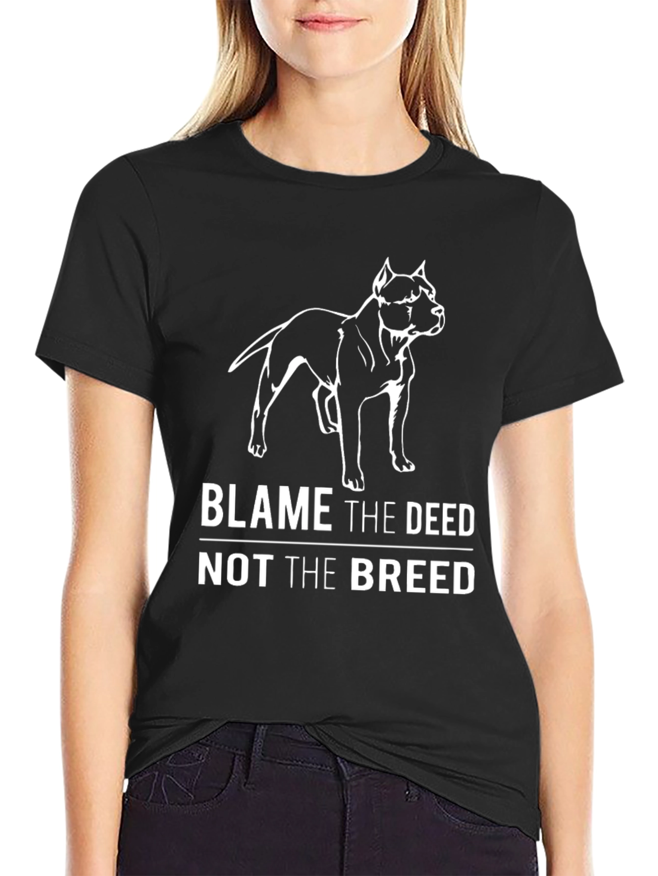 Black Blame the Deed Pitbull T-Shirt view 2