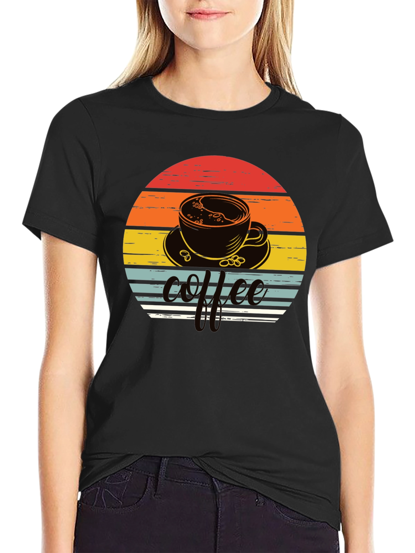 Black Coffee Sunset Graphic Tee - Retro Style Shirt view 2