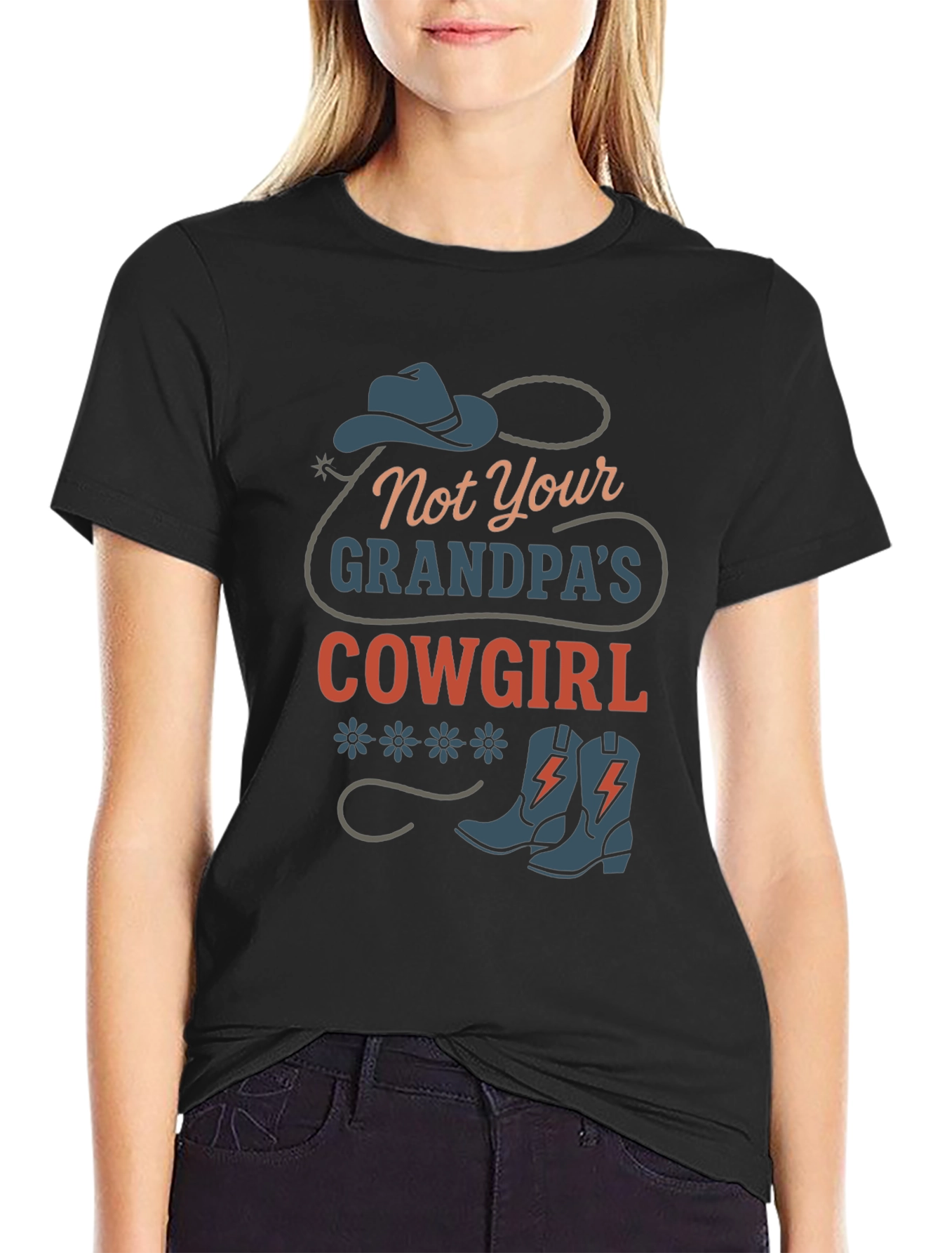Black Not Your Grandpa's Cowgirl Graphic Tee view 2