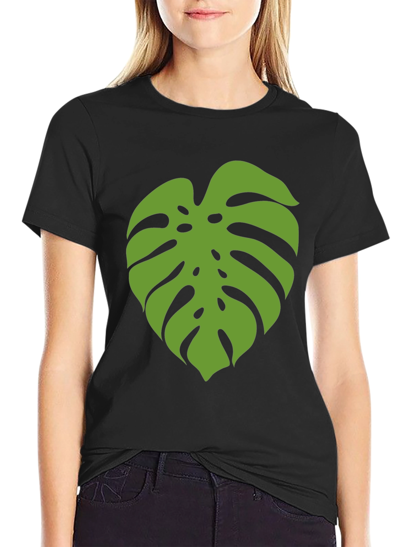 Monstera Leaf Graphic Tee - Black - 2