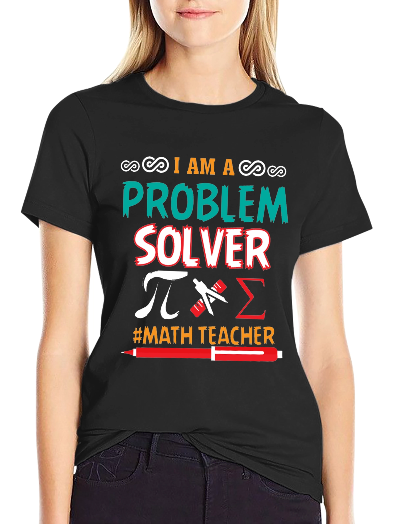 Black I Am a Problem Solver Math Teacher T-Shirt view 2