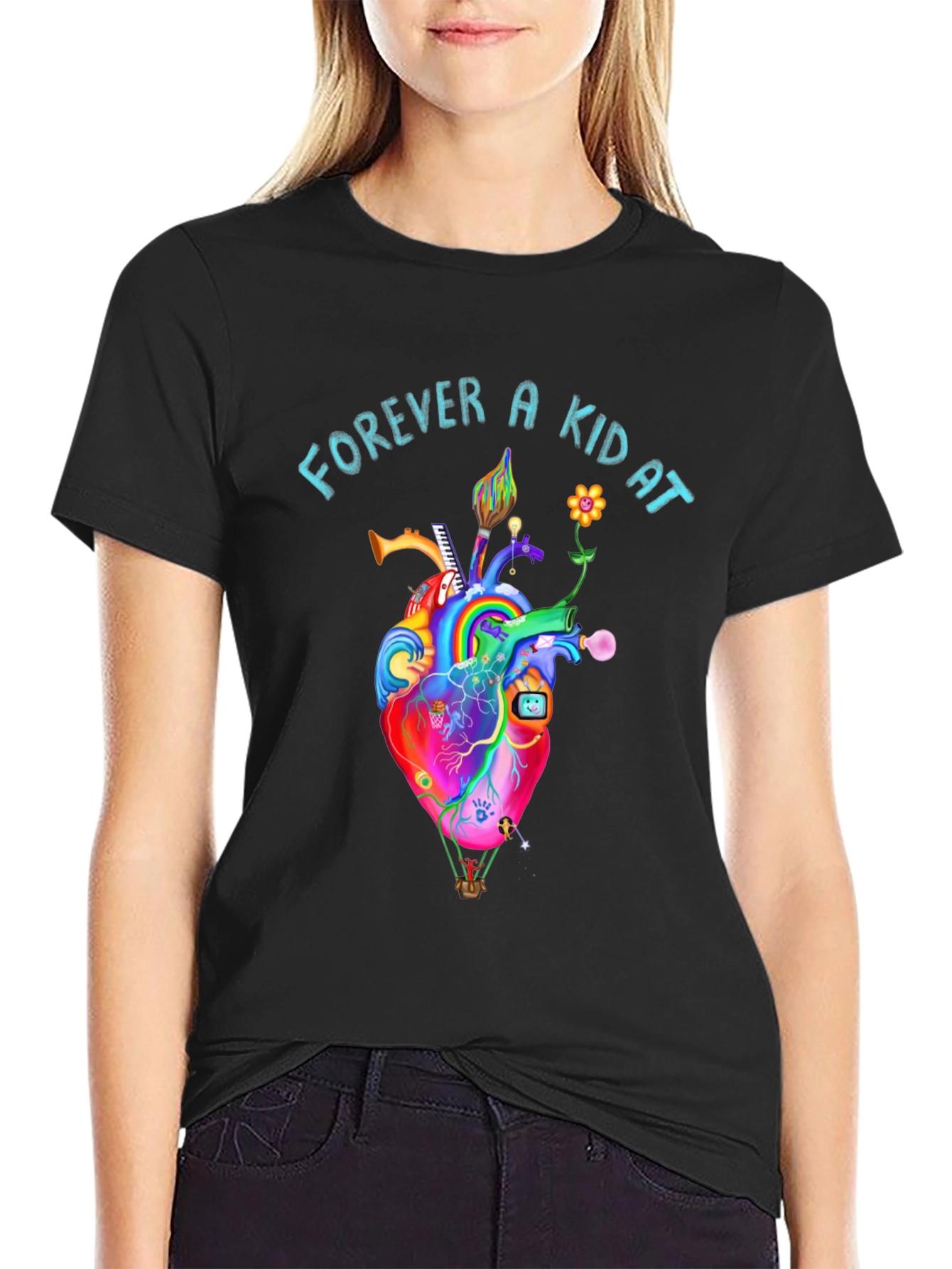 Black Forever A Kid At Heart Graphic Tee view 2