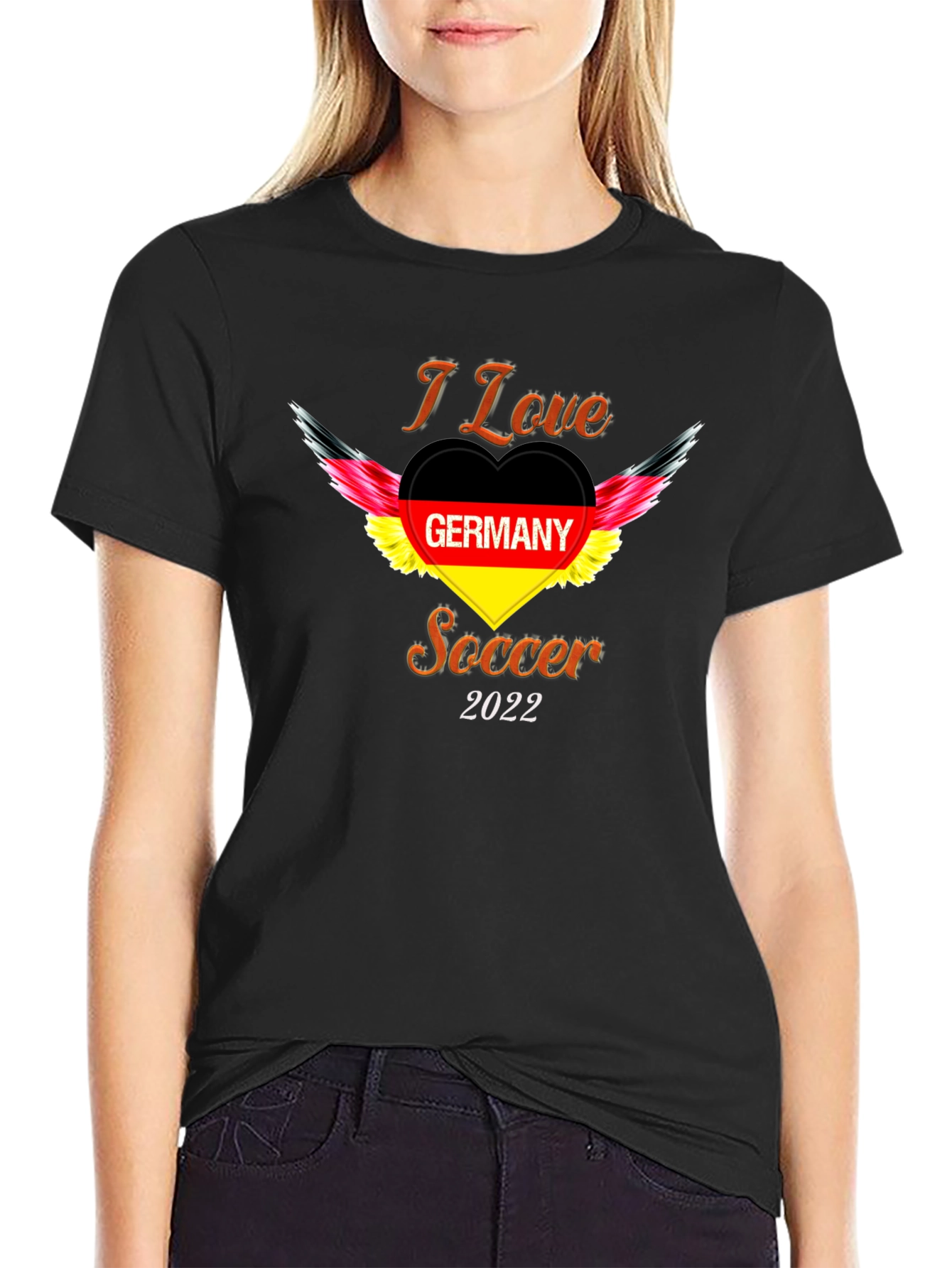 Black I Love Germany Soccer 2022 T-Shirt view 2