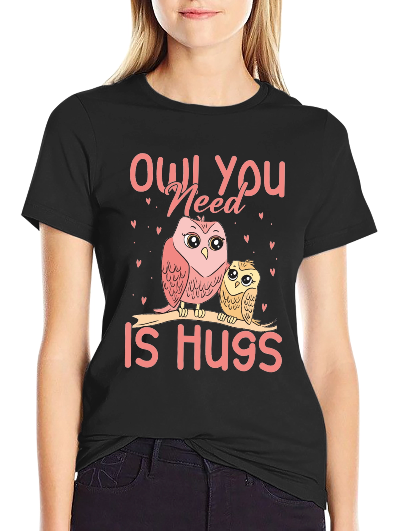 Black Owl You Need Is Hugs T-Shirt view 2
